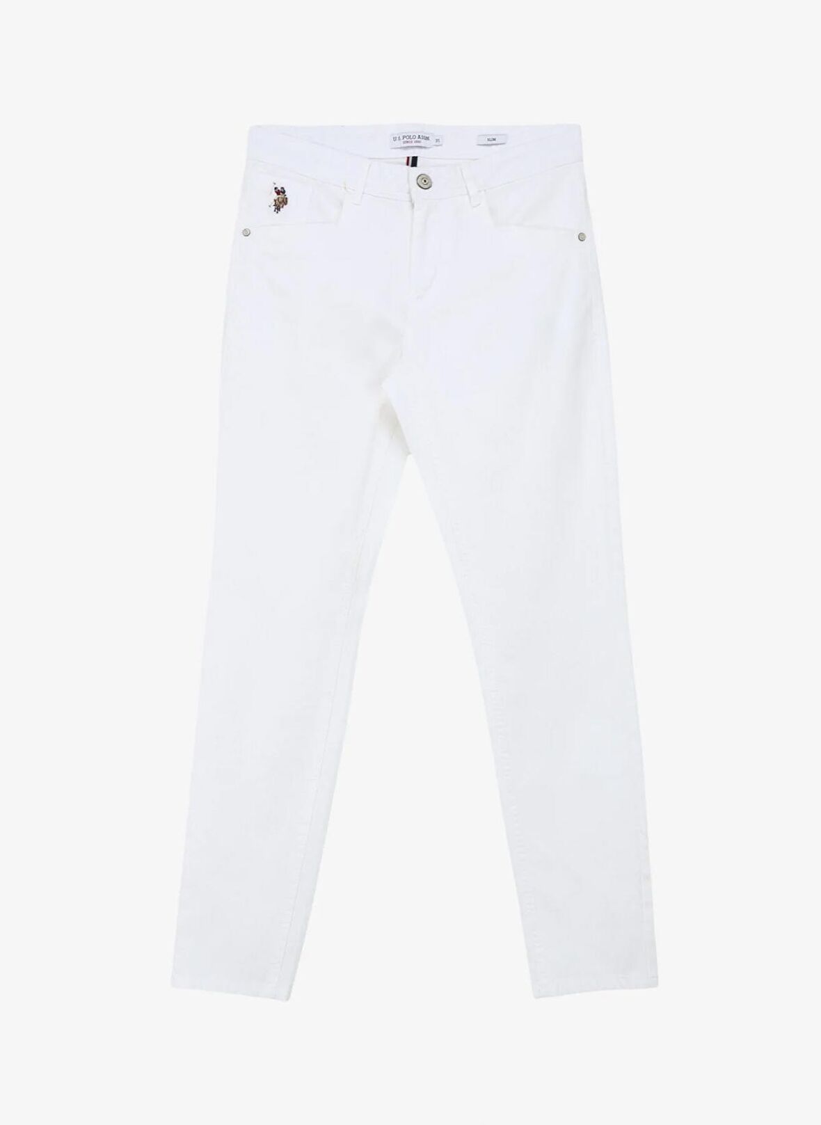 U.S. Polo Assn. Normal Bel Normal Paça Slim Fit Beyaz Erkek Pantolon MICHES