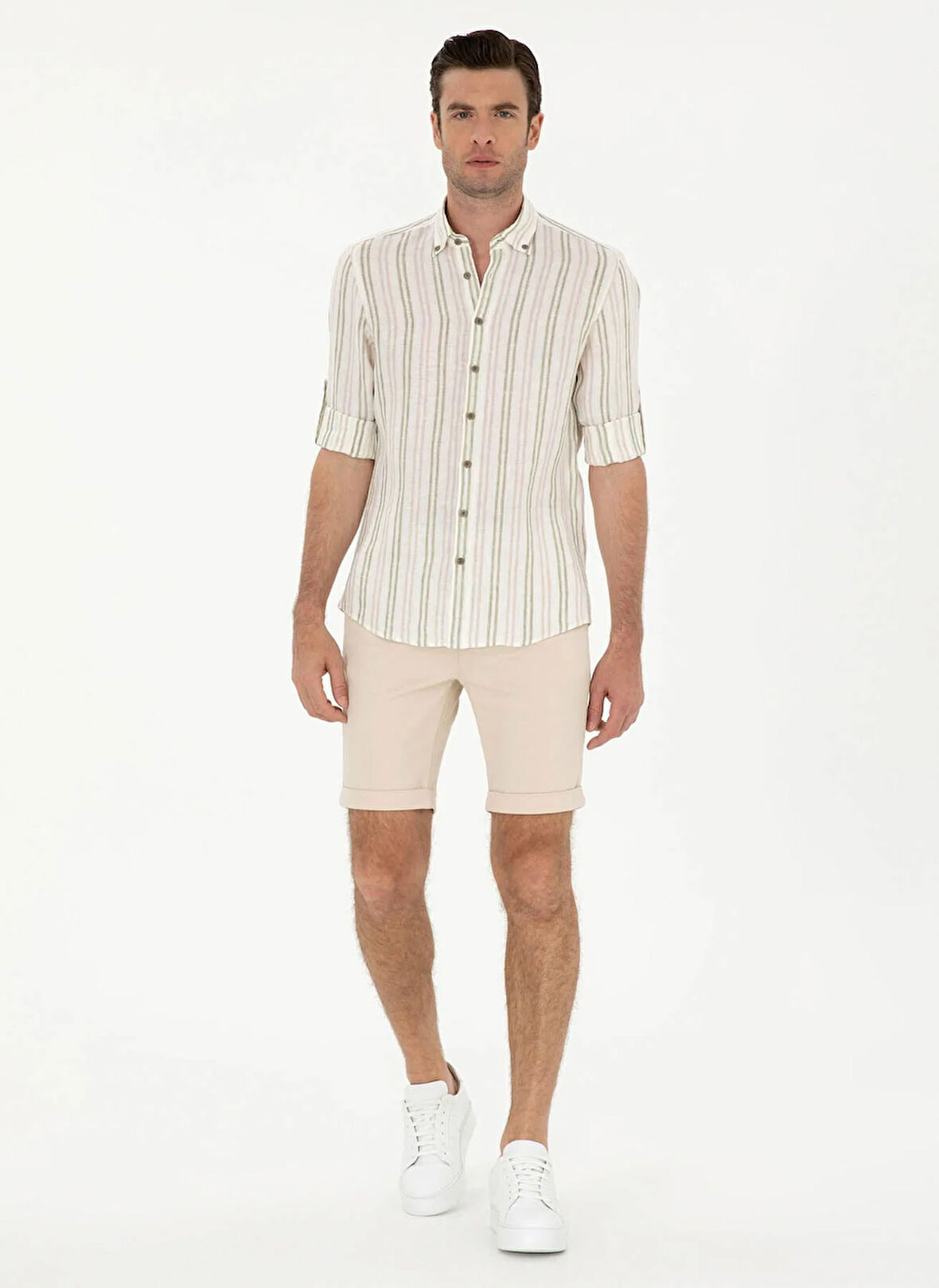 Cacharel Normal Bel Regular Fit Bej Erkek Bermuda Şort MIAR