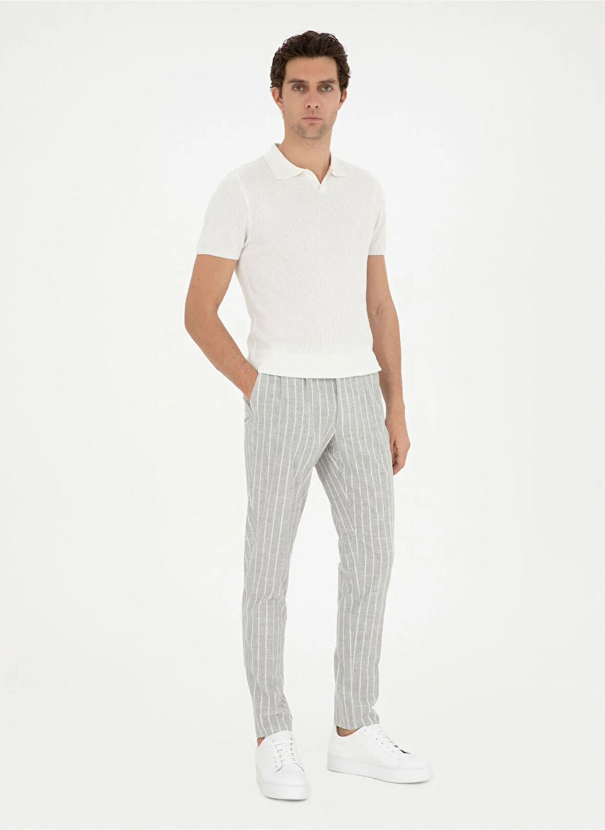 Cacharel Normal Bel Normal Paça Slim Fit Açık Gri Erkek Pantolon FLAVIN/P