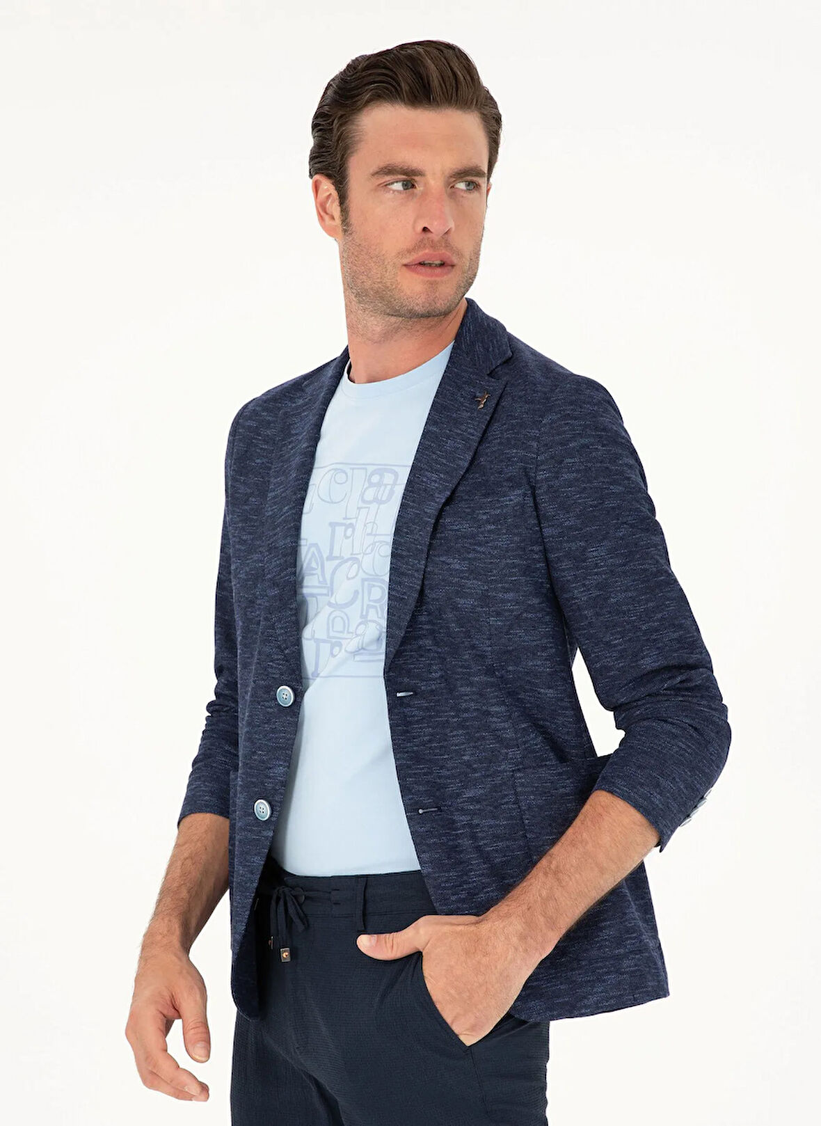 Cacharel Slim Fit Lacivert Erkek Mikro Ceket FOREX