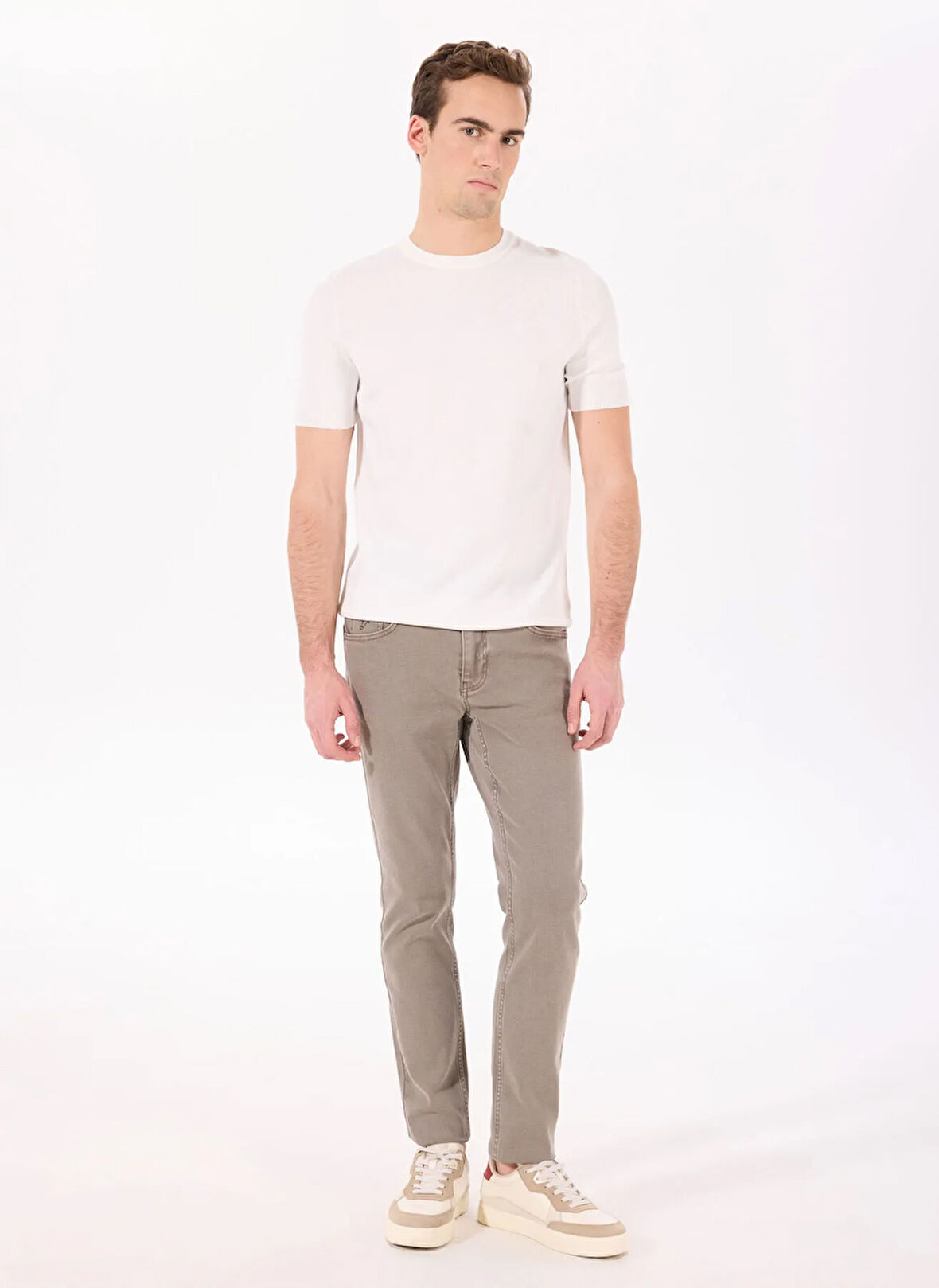 Cacharel Normal Bel Normal Paça Slim Fit Bej Erkek Denim Pantolon JULLY