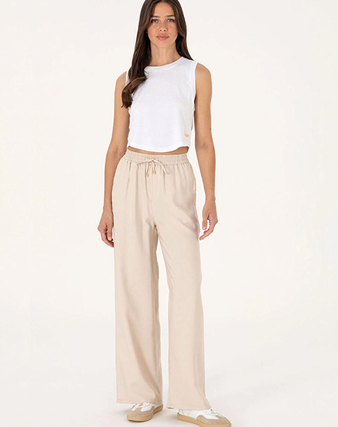 U.S. Polo Assn. Ekru Kadın Loose Fit Pantolon DMK.2107035ECOLE.