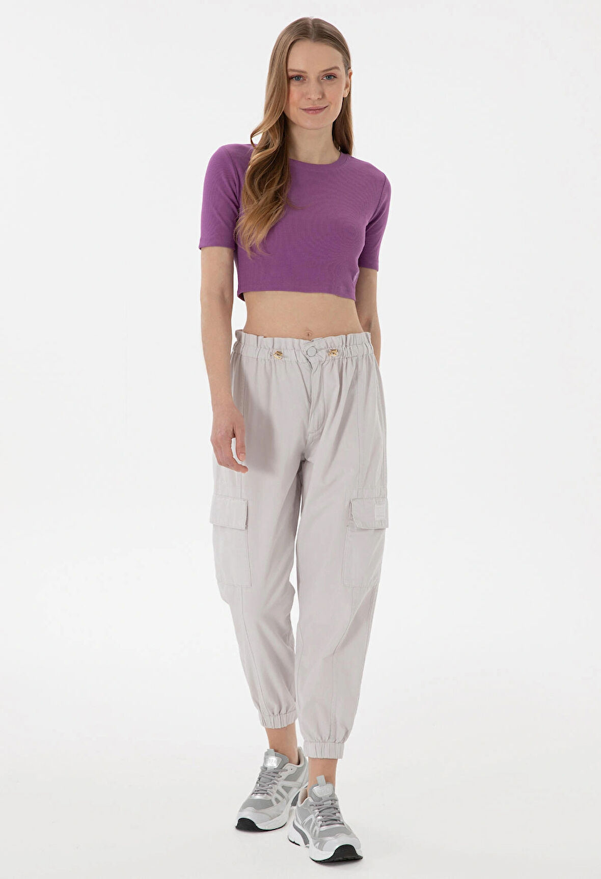 U.S. Polo Assn. Açık Gri Kadın Jogger Pantolon DMK.2107002.CHAN.