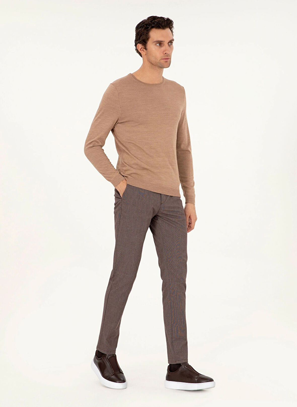 Cacharel Normal Bel Normal Paça Slim Fit Kahve Erkek Pantolon AVIGNON