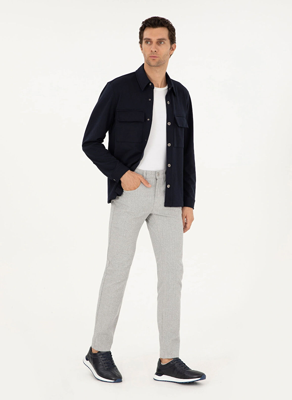 Cacharel Normal Bel Normal Paça Slim Fit Gri Erkek Pantolon TATUM