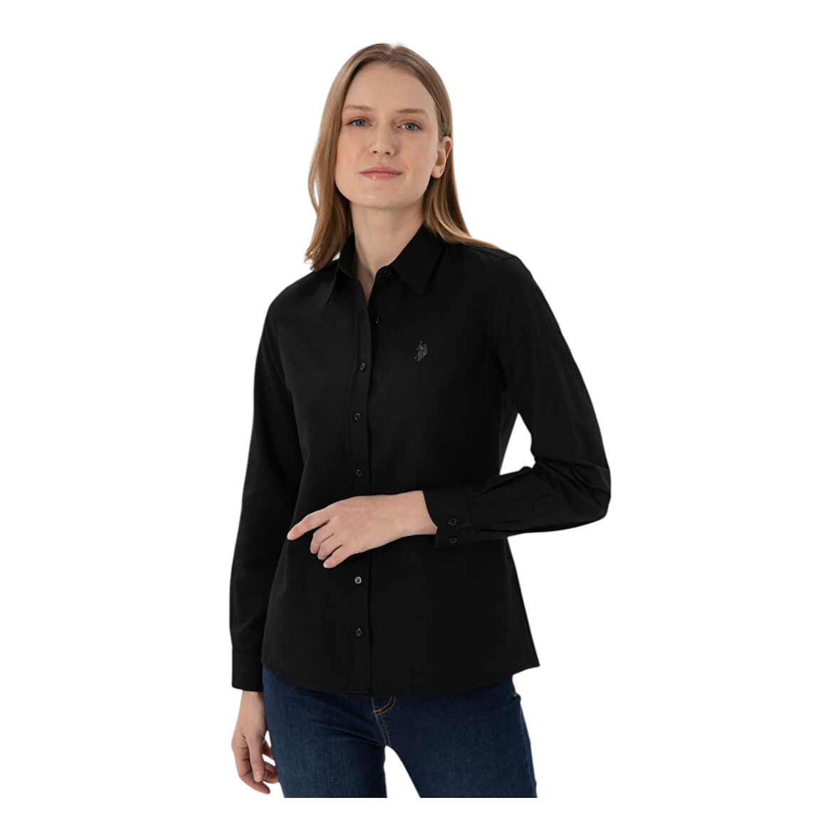 Kadın Siyah Uzun Kollu Basic Gömlek