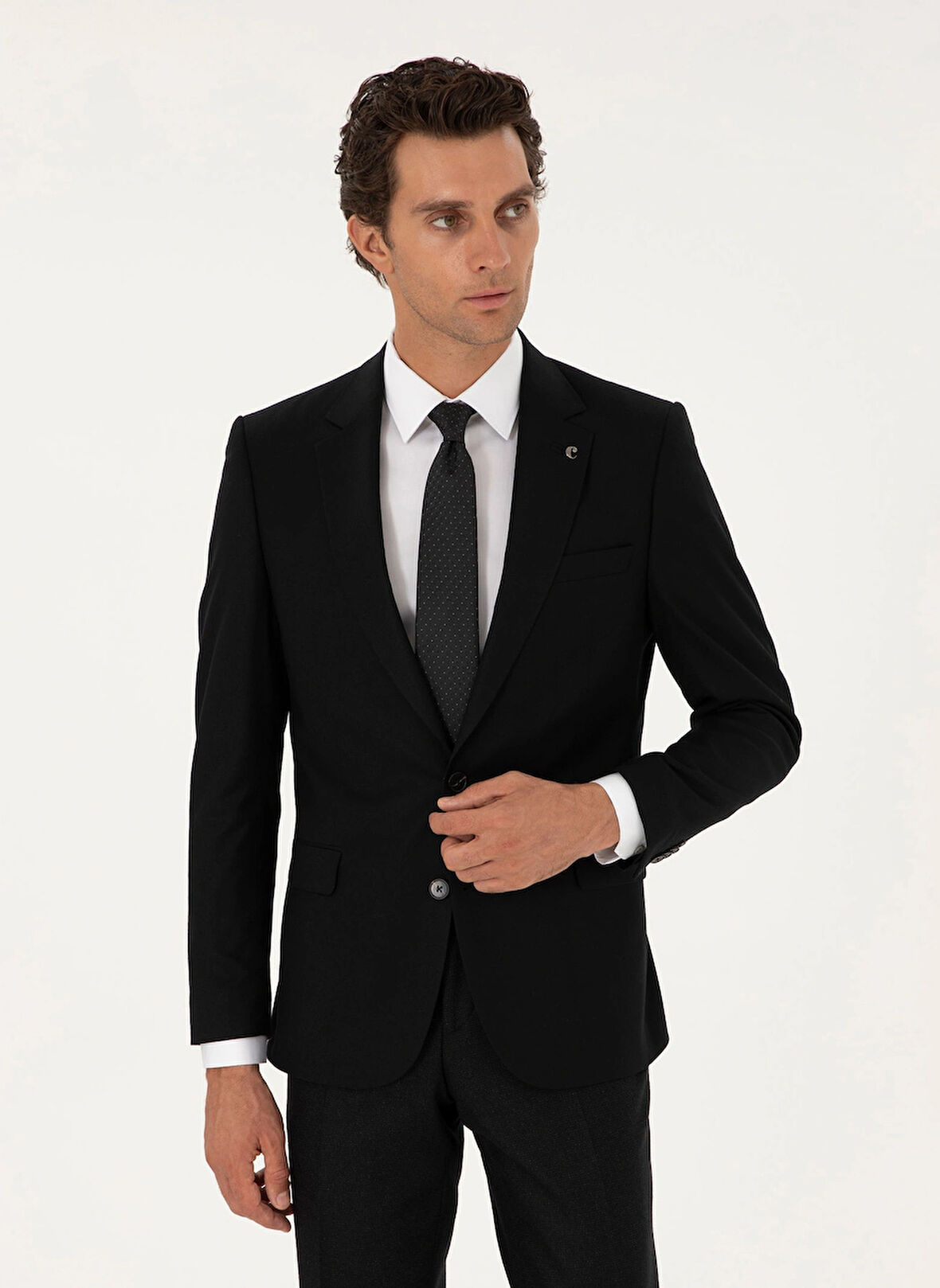 Cacharel Slim Fit Siyah Erkek Düz Ceket VALTUS-LYC/C