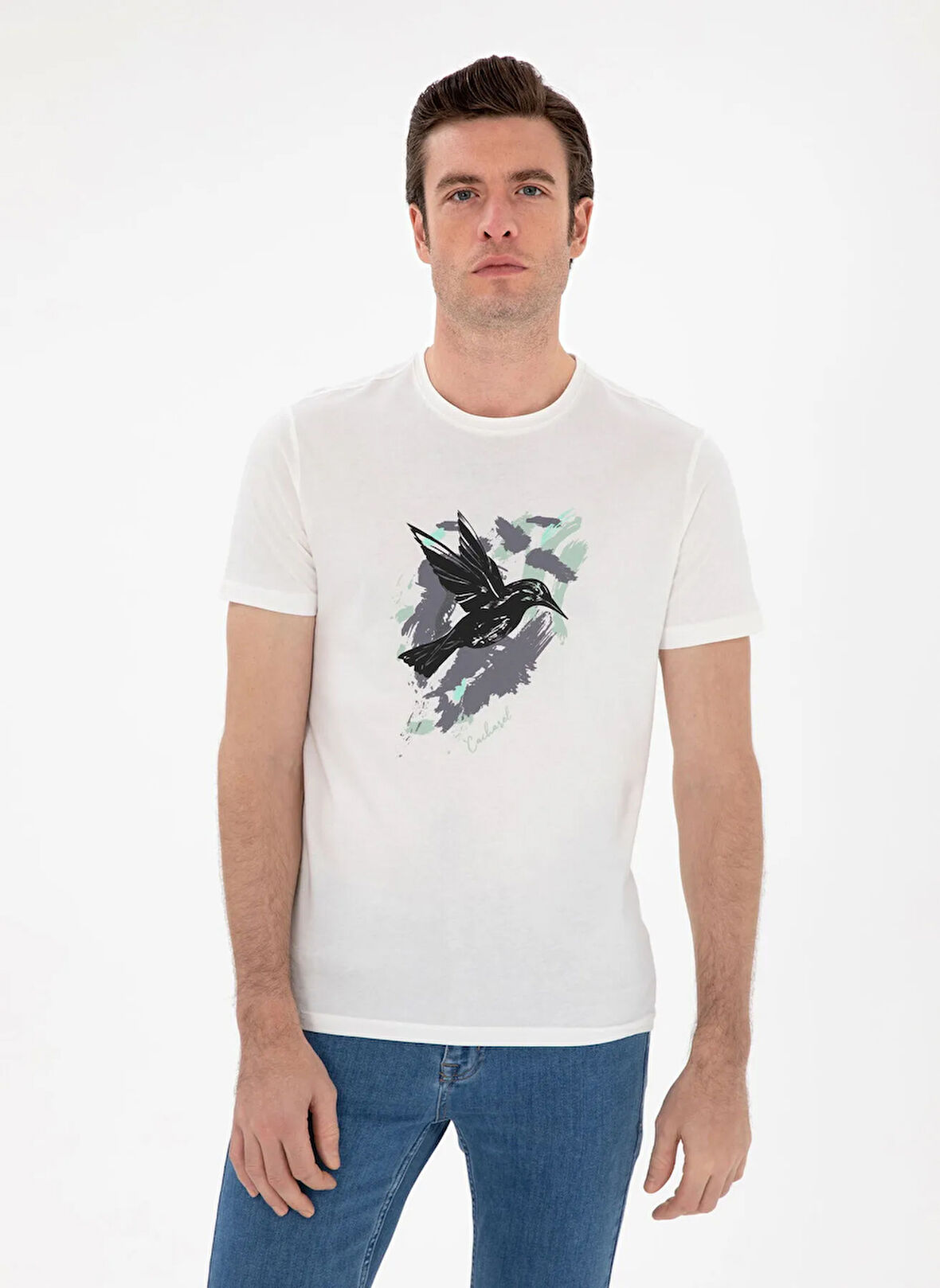 Cacharel Bisiklet Yaka Beyaz Erkek T-Shirt CUENCE