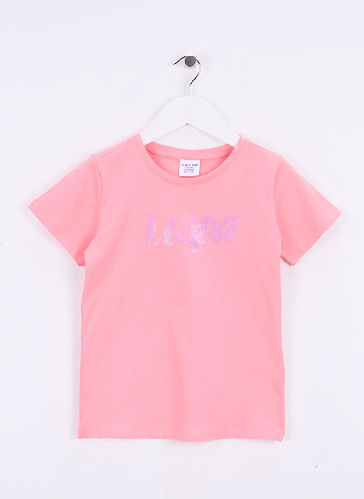 U.S. Polo Assn. Baskılı Pembe Kız Çocuk T-Shirt RAIN