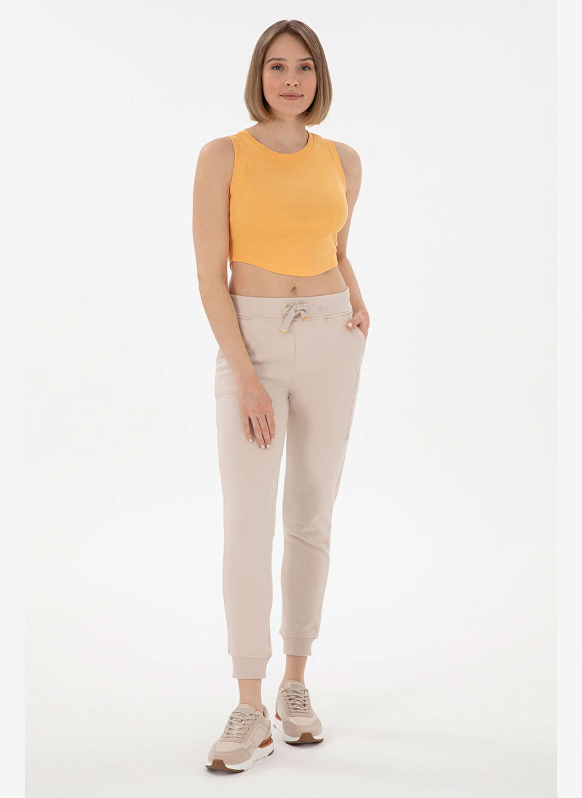 U.S. Polo Assn. Yüksek Bel Slim Fit Taş Kadın Pantolon PT0125