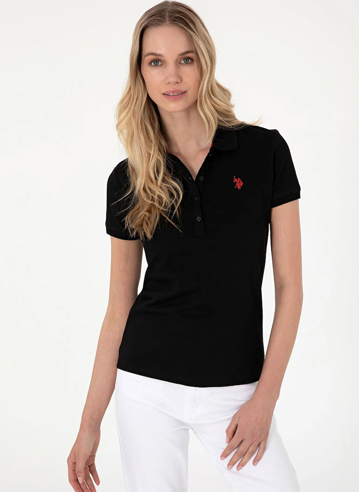 U.S. Polo Assn. Polo Yaka Siyah Kadın T-Shirt GTP-IY025
