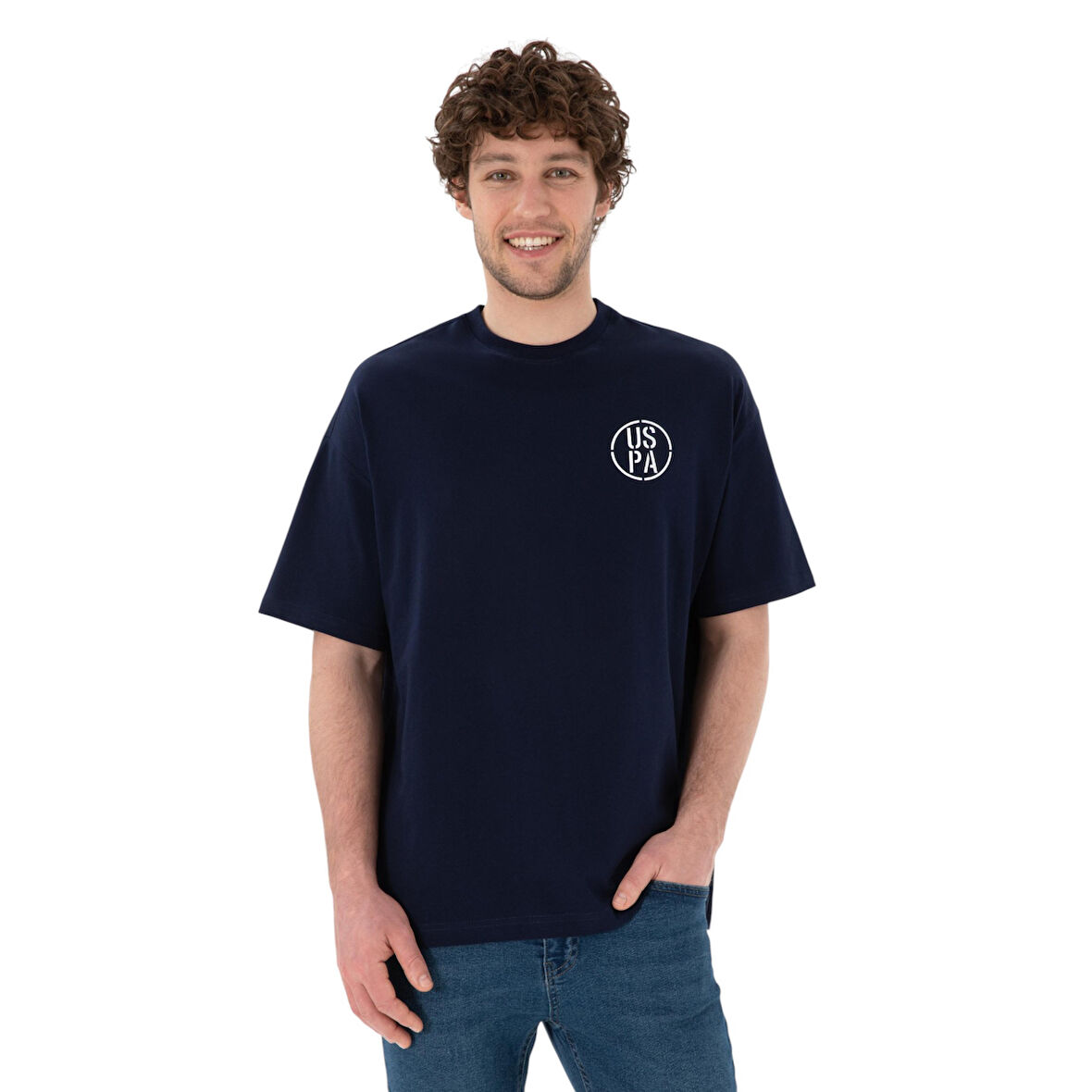 Erkek Oversize Fit Bisiklet Yaka Tişört