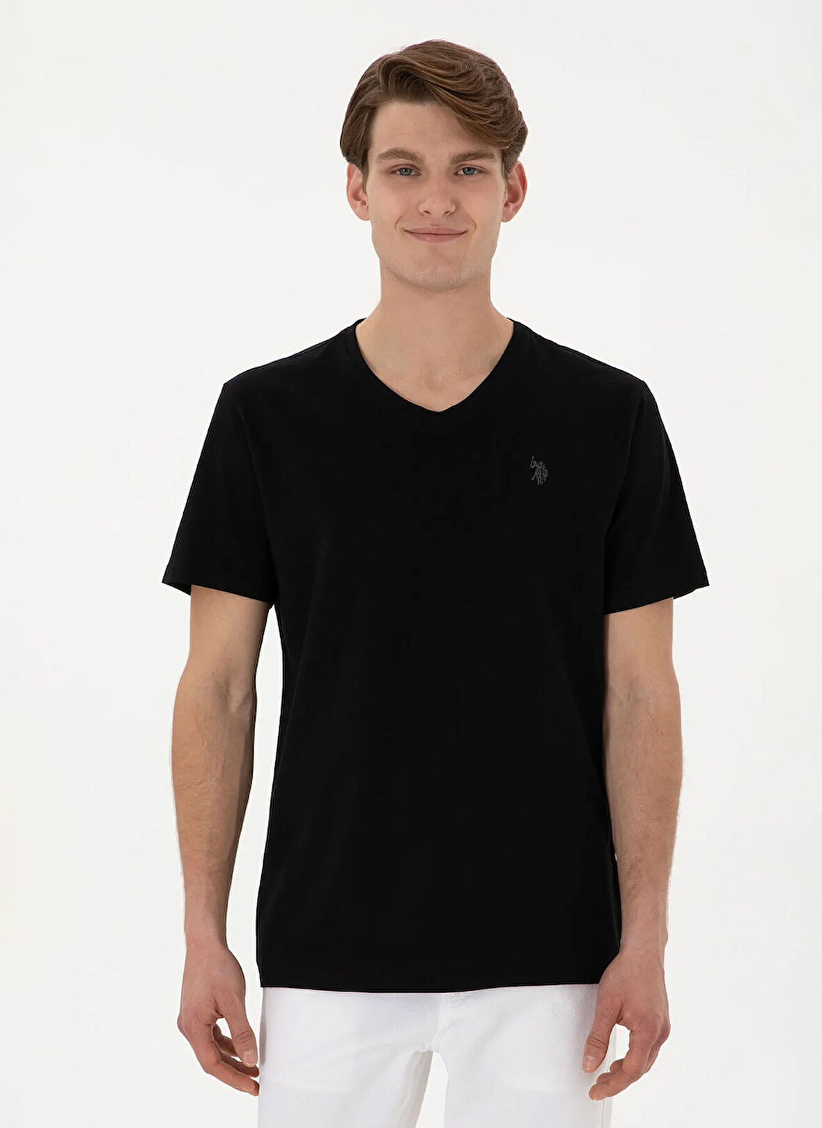 U.S. Polo Assn. V Yaka Siyah Erkek T-Shirt GTS02