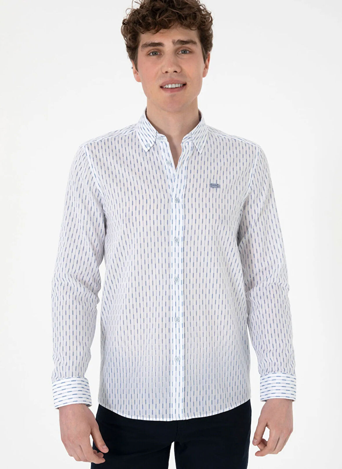 U.S. Polo Assn. Slim Fit Gömlek Yaka Mavi Erkek Gömlek MELOSTA