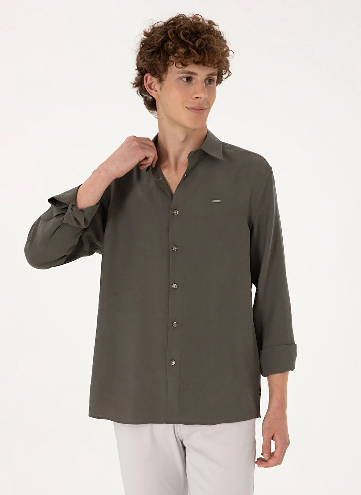 U.S. Polo Assn. Regular Fit Gömlek Yaka Yeşil Erkek Gömlek MONSATO