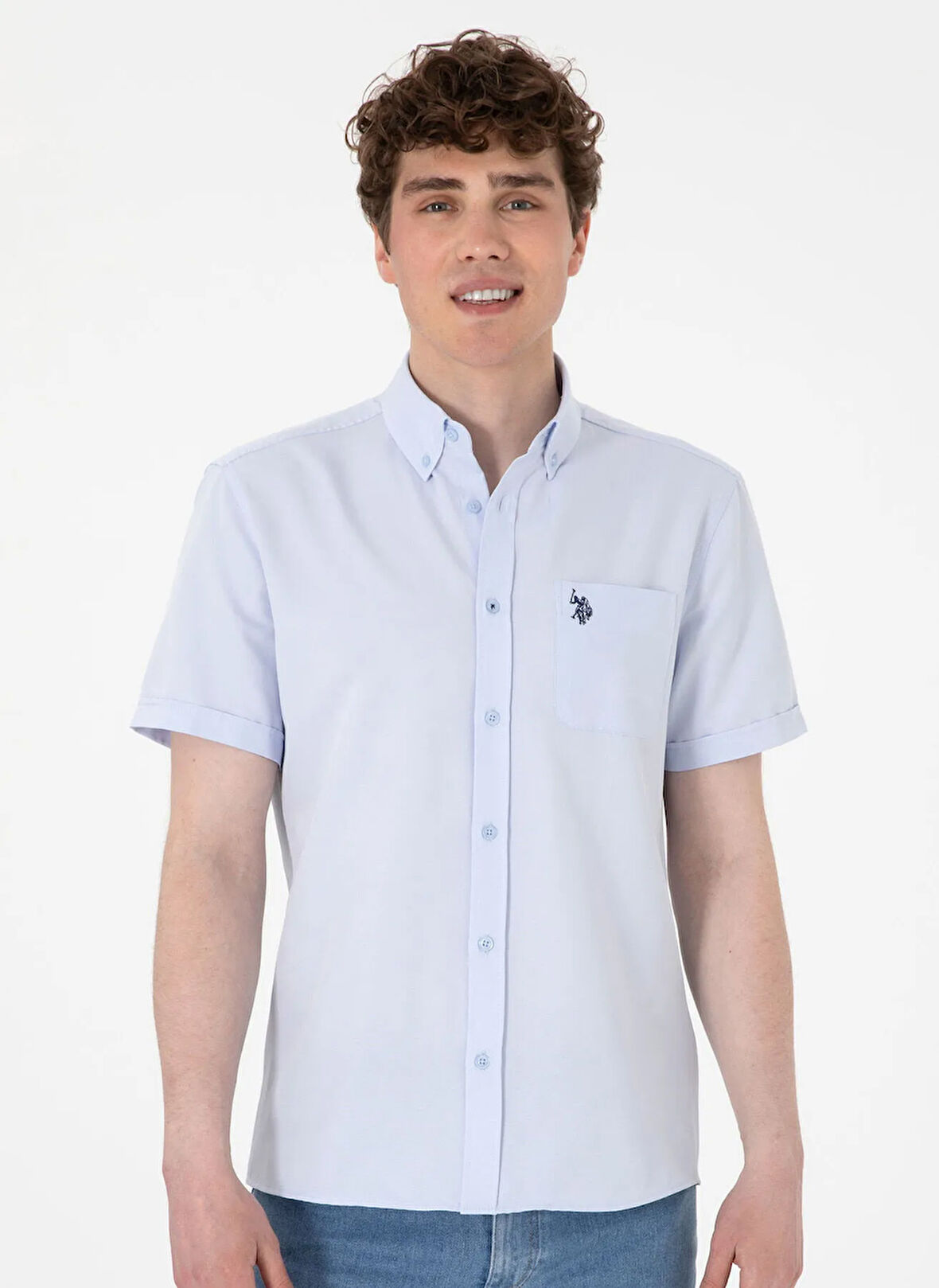 U.S. Polo Assn. Regular Fit Gömlek Yaka Mavi Erkek Gömlek GOXY