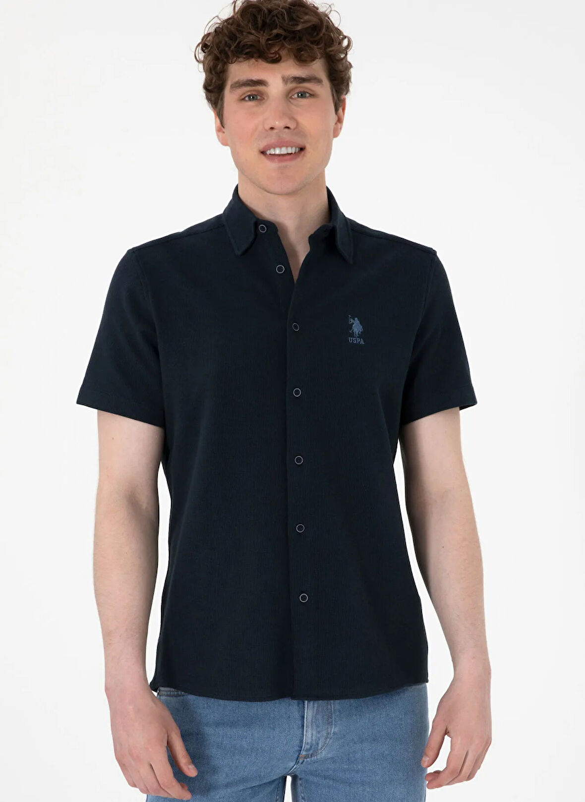U.S. Polo Assn. Regular Fit Gömlek Yaka Lacivert Erkek Gömlek IBIZAT