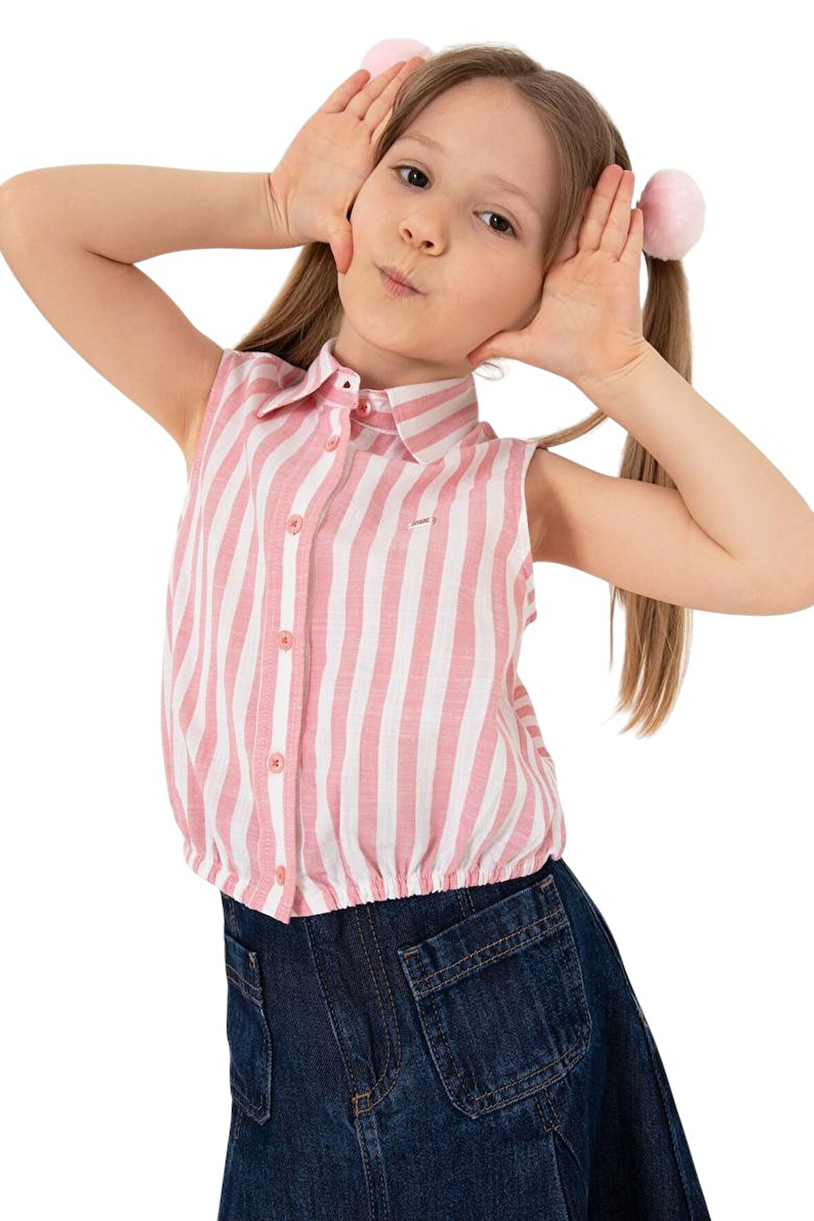 Kız Çocuk Çizgili Kolsuz Gömlek 2190808