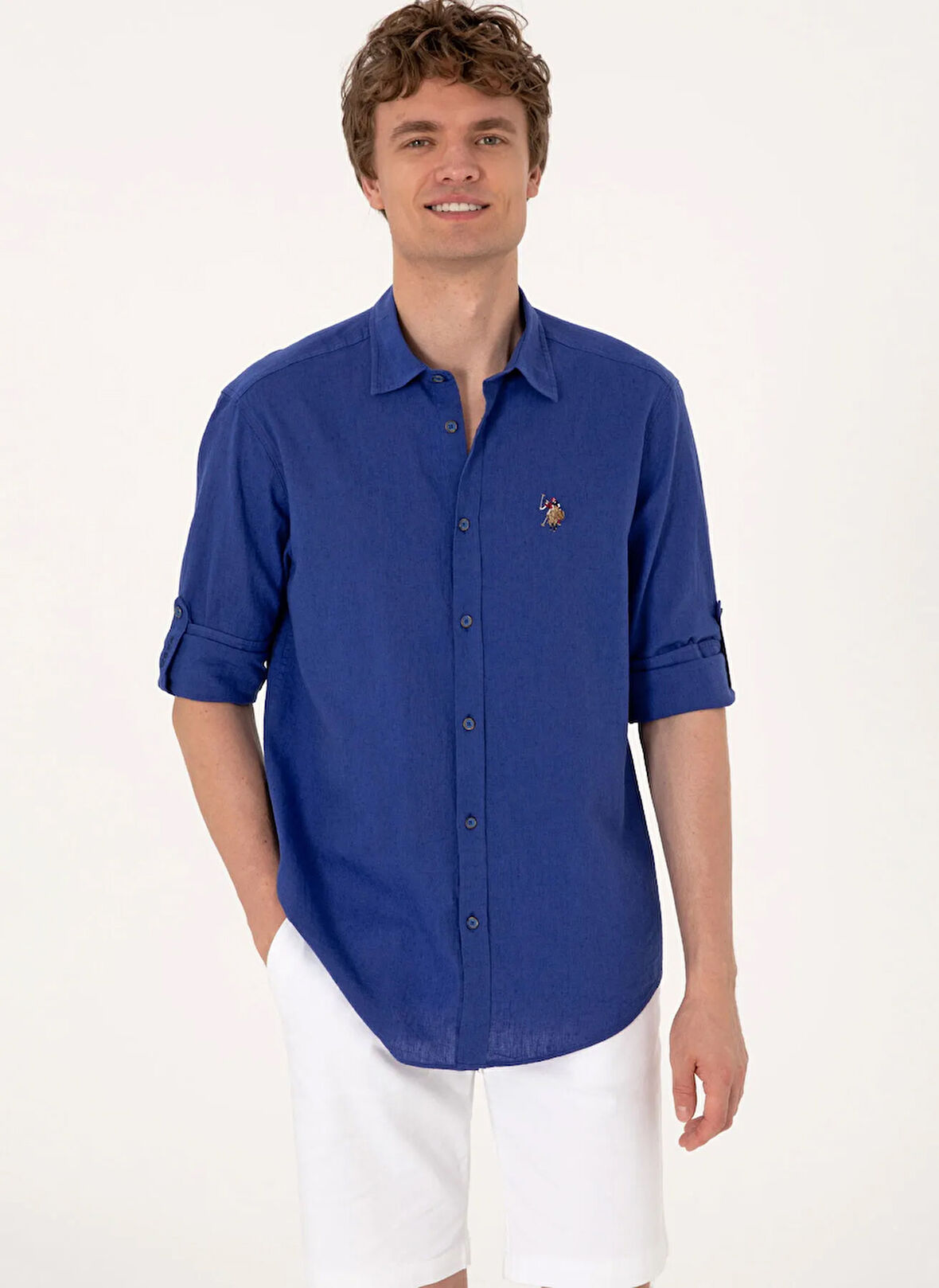 U.S. Polo Assn. Comfort Fit Gömlek Yaka Mavi Erkek Gömlek ENZO