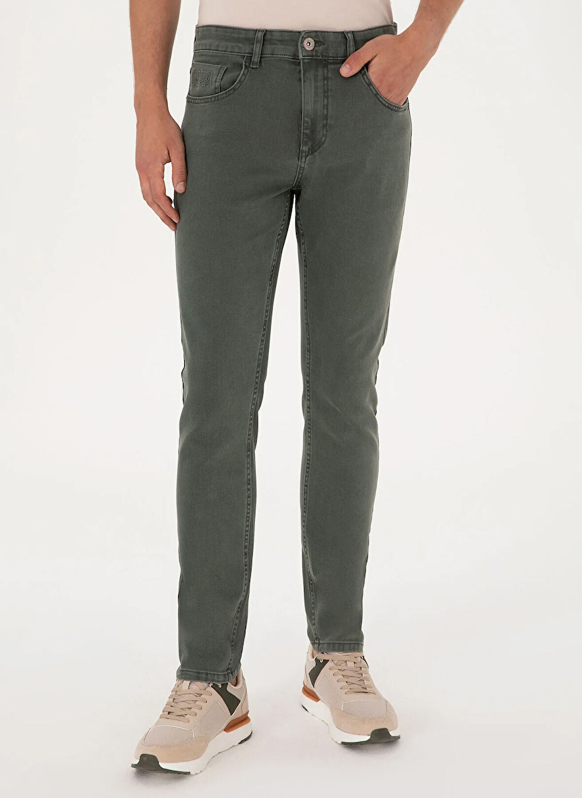 U.S. Polo Assn. Normal Bel Normal Paça Slim Fit Yeşil Erkek Denim Pantolon LORT