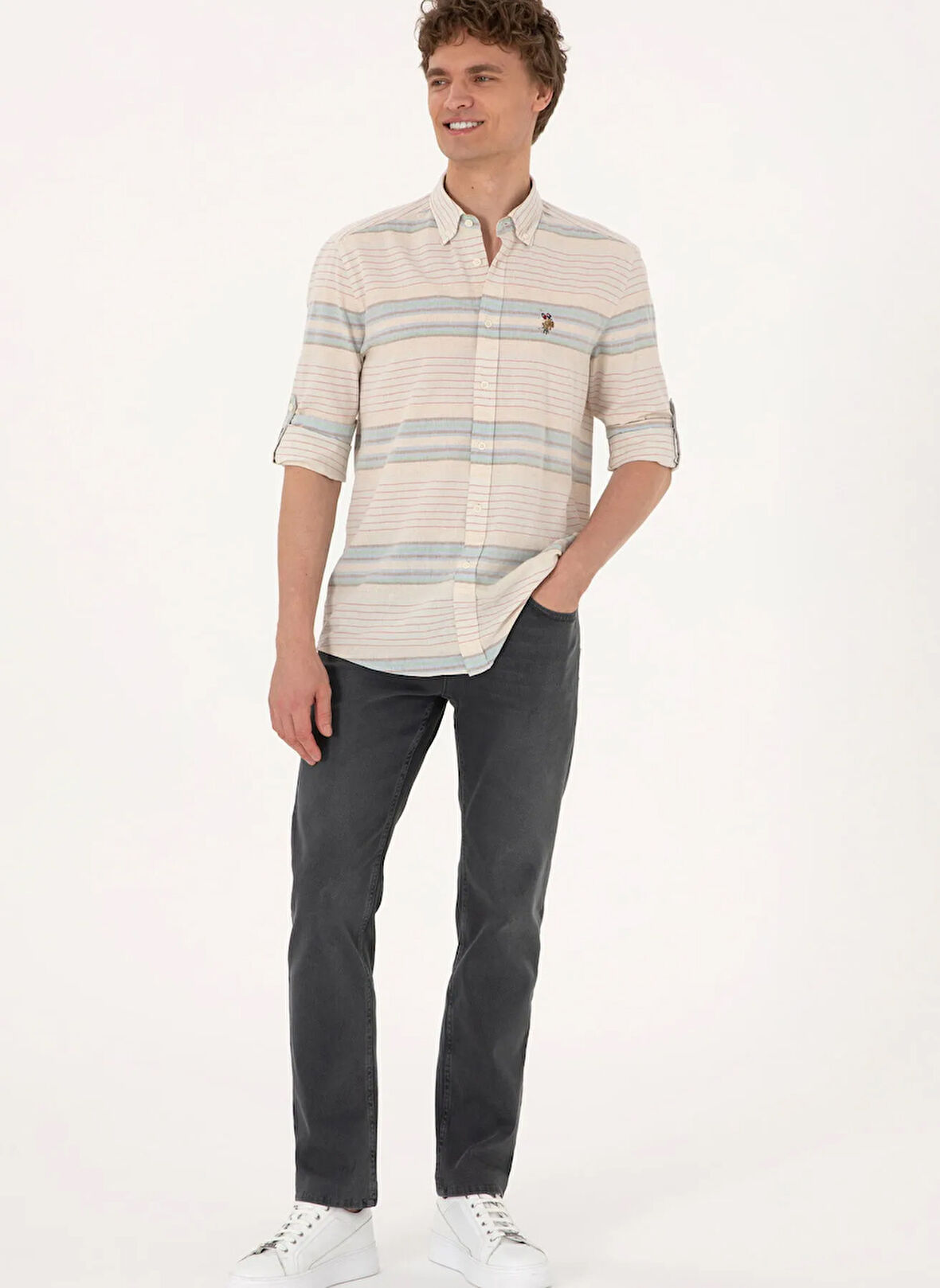 U.S. Polo Assn. Normal Bel Normal Paça Straight Mavi Erkek Denim Pantolon VANY