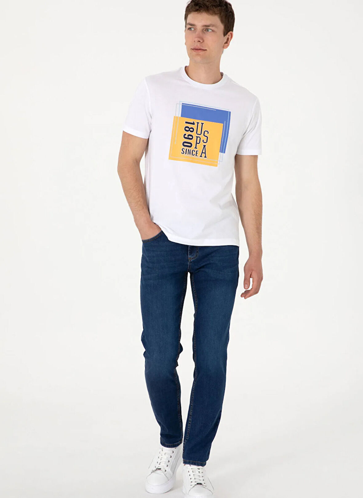 U.S. Polo Assn. Orta Bel Normal Paça Slim Fit Mavi Erkek Denim Pantolon RC-LACOPO