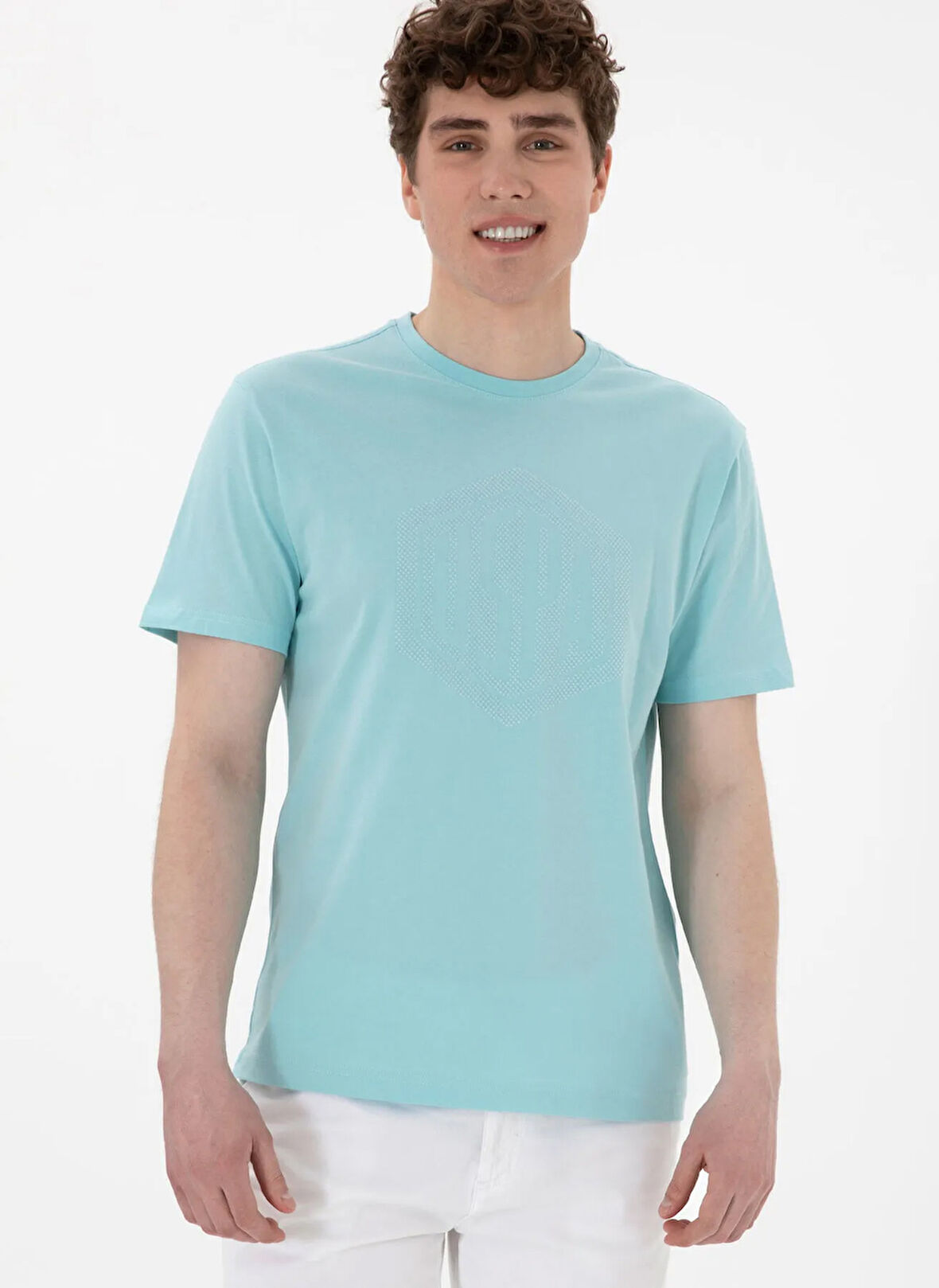 U.S. Polo Assn. Bisiklet Yaka Mavi Erkek T-Shirt GASTON