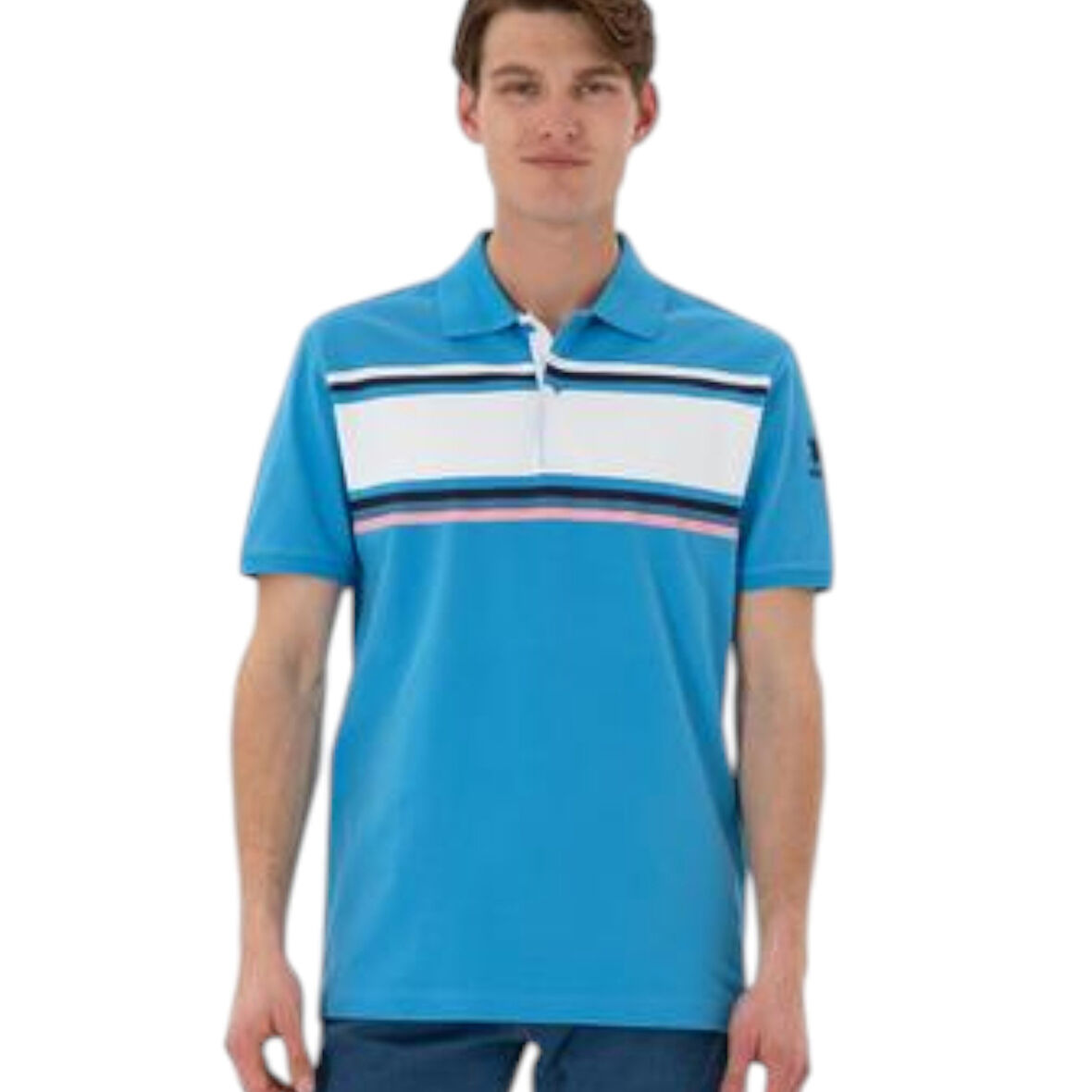 Erkek Regular Fit Polo Yaka Turkuaz T-shirt