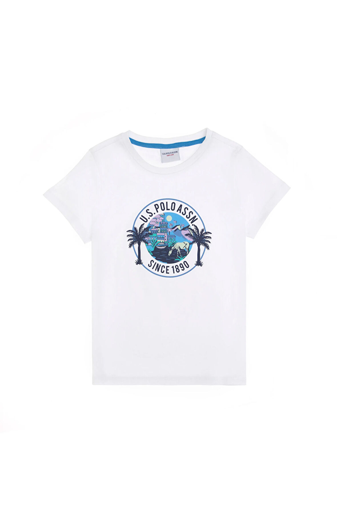 U.S. Polo Assn. Baskılı Beyaz Erkek Çocuk T-Shirt PALMA