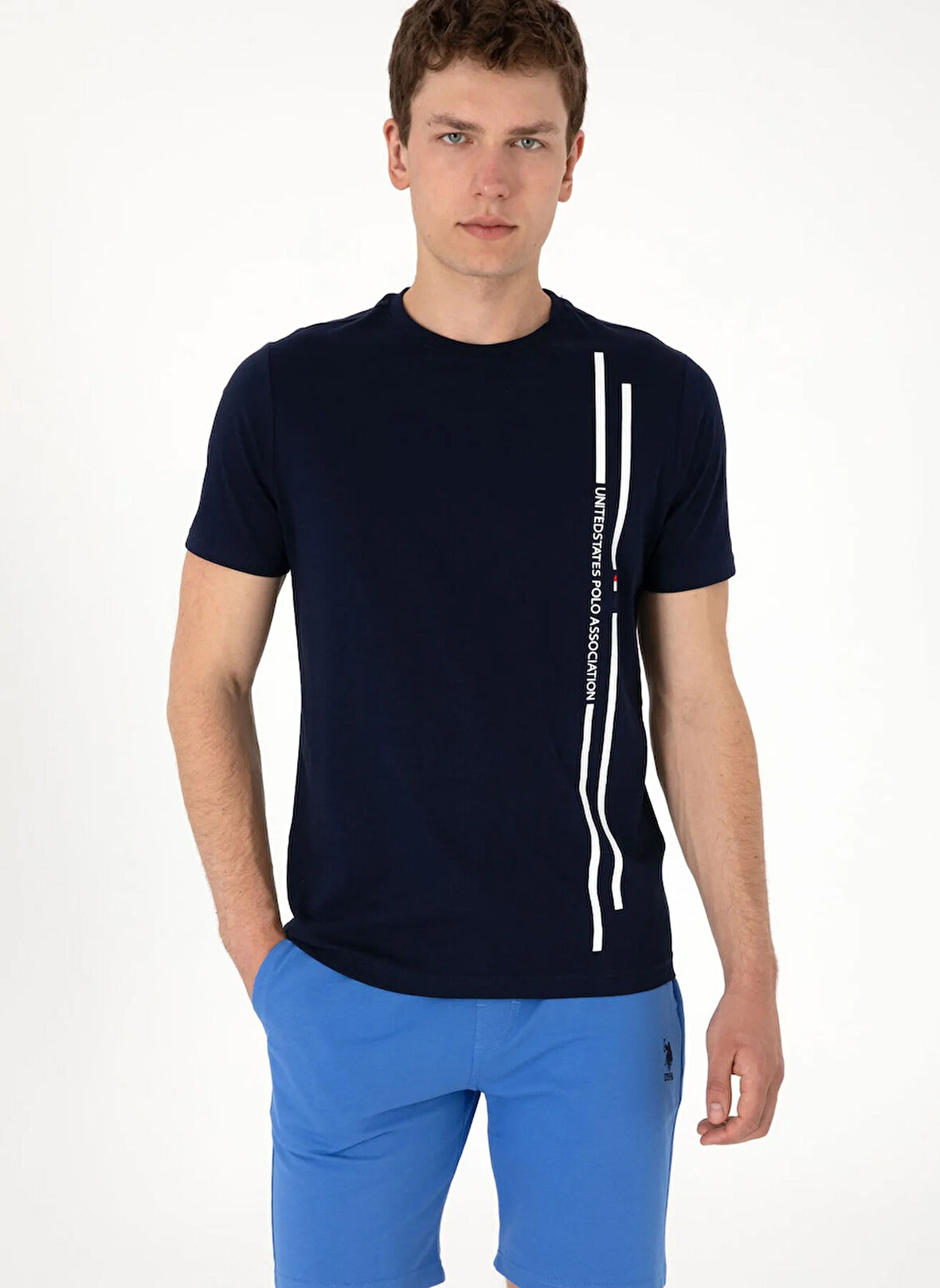 U.S. Polo Assn. Bisiklet Yaka Lacivert Erkek T-Shirt LIONEL