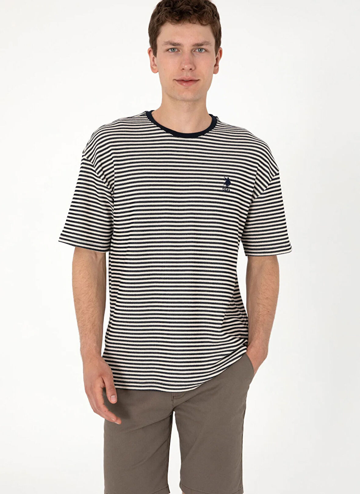 U.S. Polo Assn. Bisiklet Yaka Lacivert Erkek T-Shirt CERT