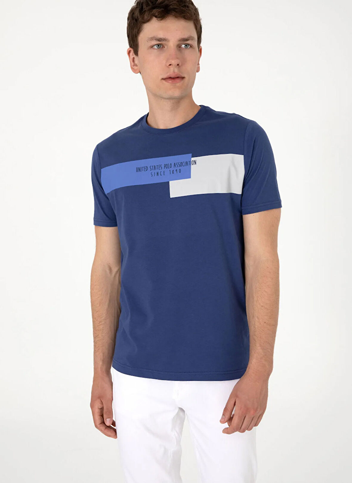 U.S. Polo Assn. Bisiklet Yaka Lacivert Erkek T-Shirt SENKA