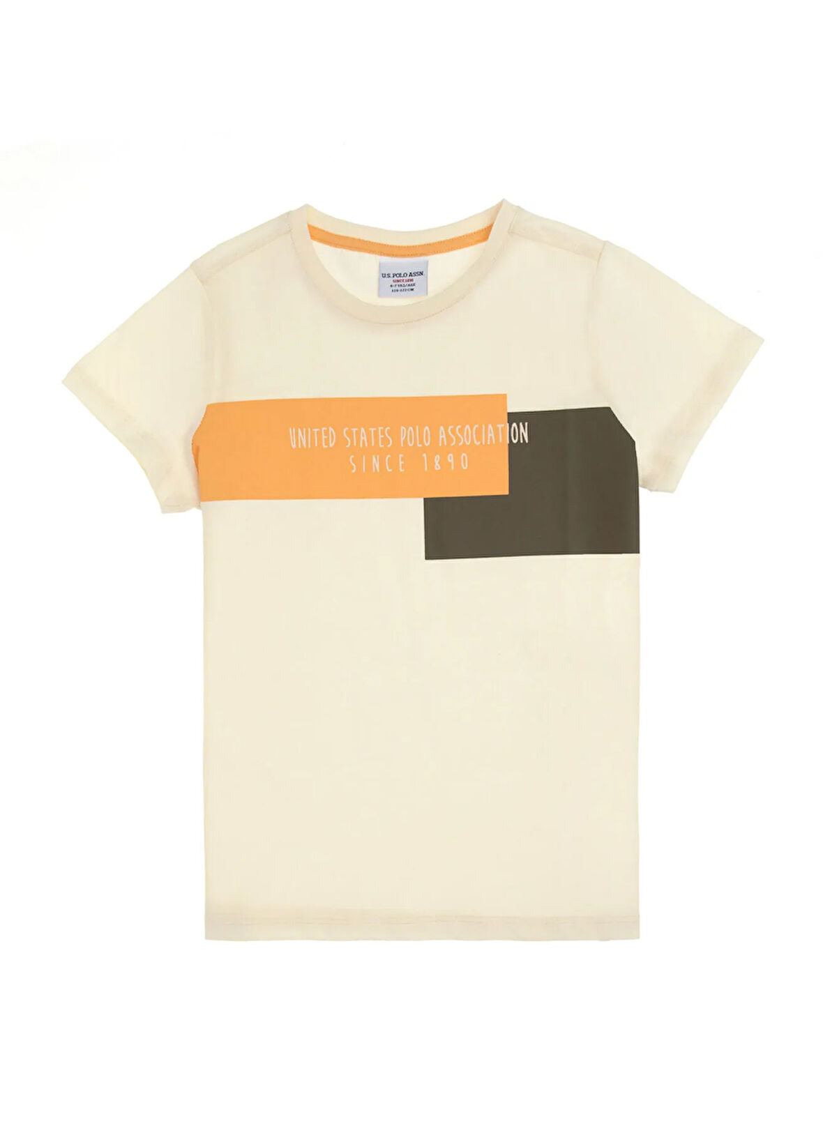 U.S. Polo Assn. Baskılı Krem Erkek Çocuk T-Shirt SENKAKIDS