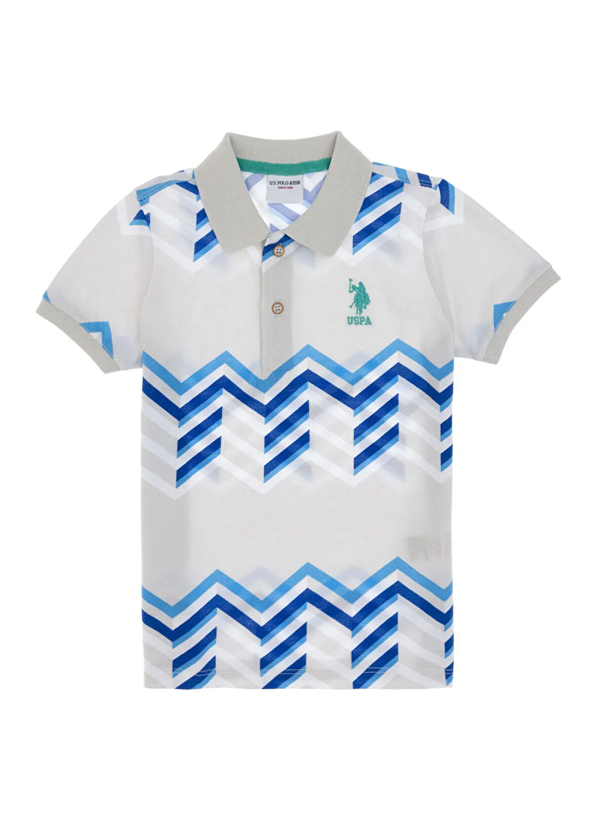 U.S. Polo Assn. Desenli Açık Gri Erkek Çocuk T-Shirt ZORKAKIDS