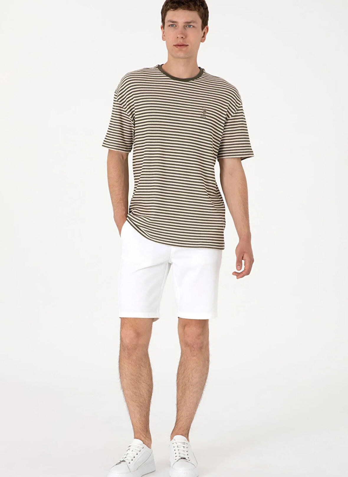 U.S. Polo Assn. Normal Bel Regular Fit Beyaz Erkek Bermuda Şort NESTA