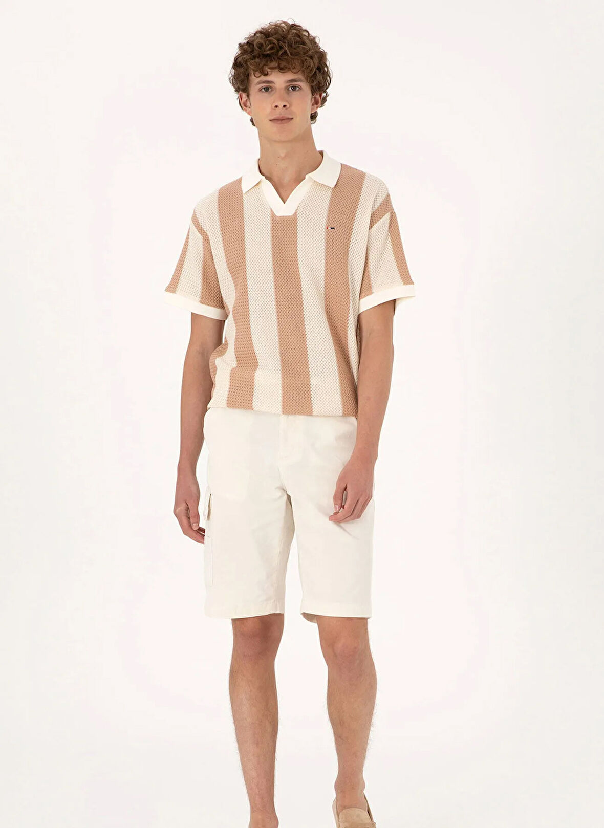 U.S. Polo Assn. Normal Bel Comfort Fit Beyaz Erkek Bermuda Şort NASGAR