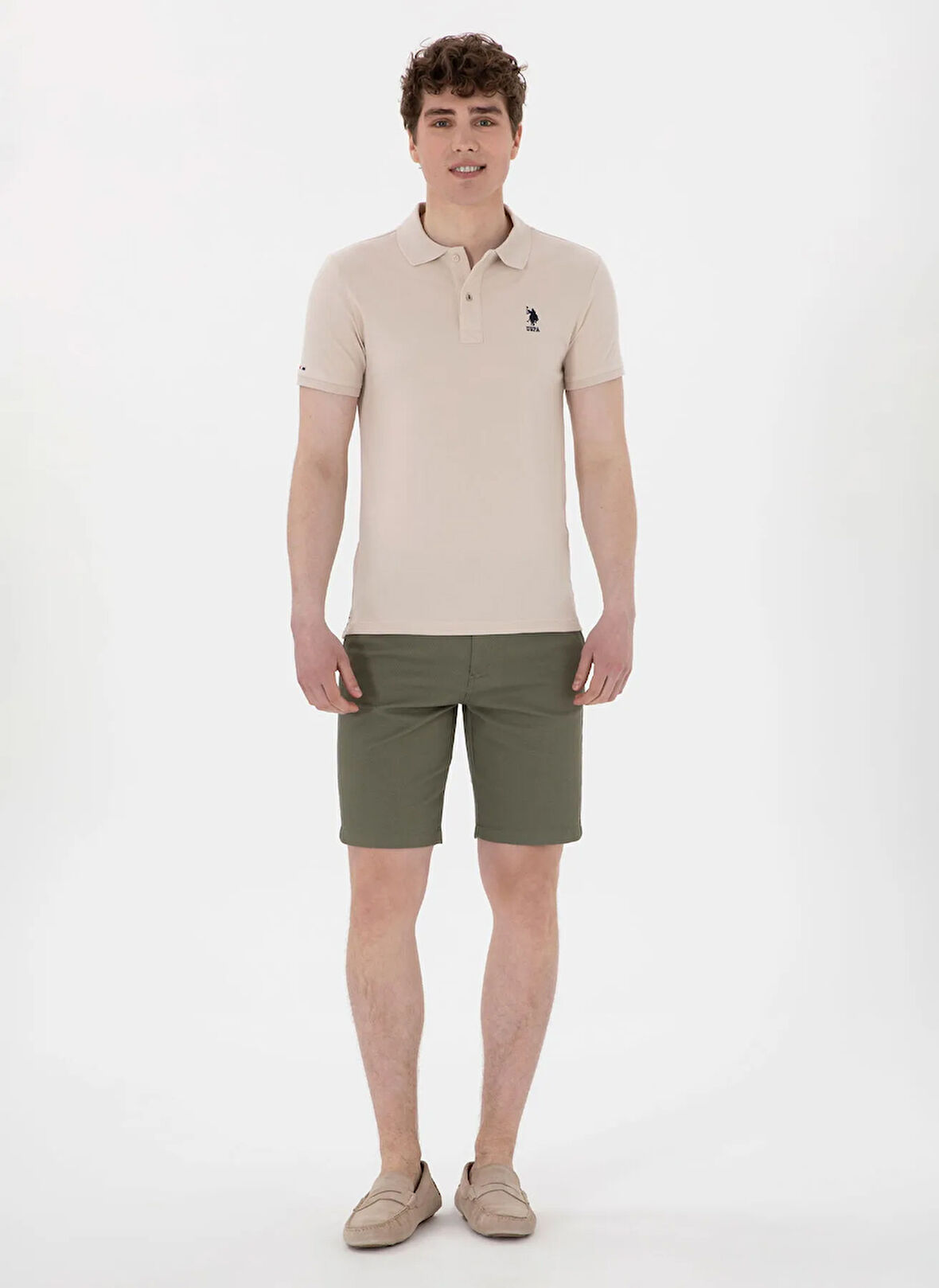 U.S. Polo Assn. Normal Bel Regular Fit Koyu Haki Erkek Bermuda Şort NESTA