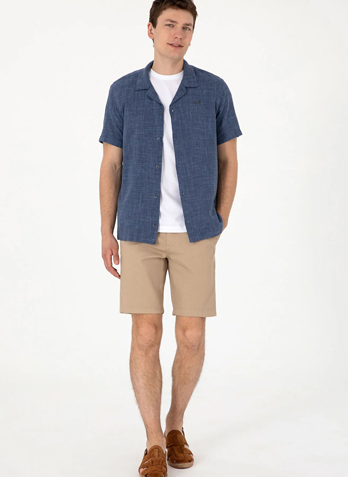 U.S. Polo Assn. Normal Bel Regular Fit Açık Haki Erkek Bermuda Şort NESTA