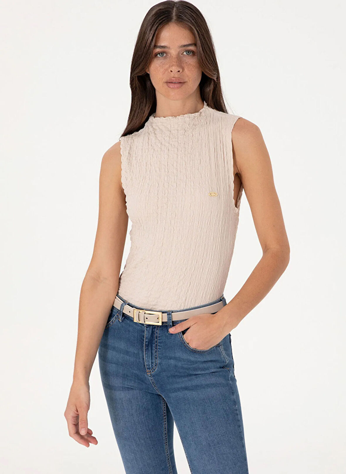 U.S. Polo Assn. Bisiklet Yaka Taş Kadın T-Shirt SEDRIC