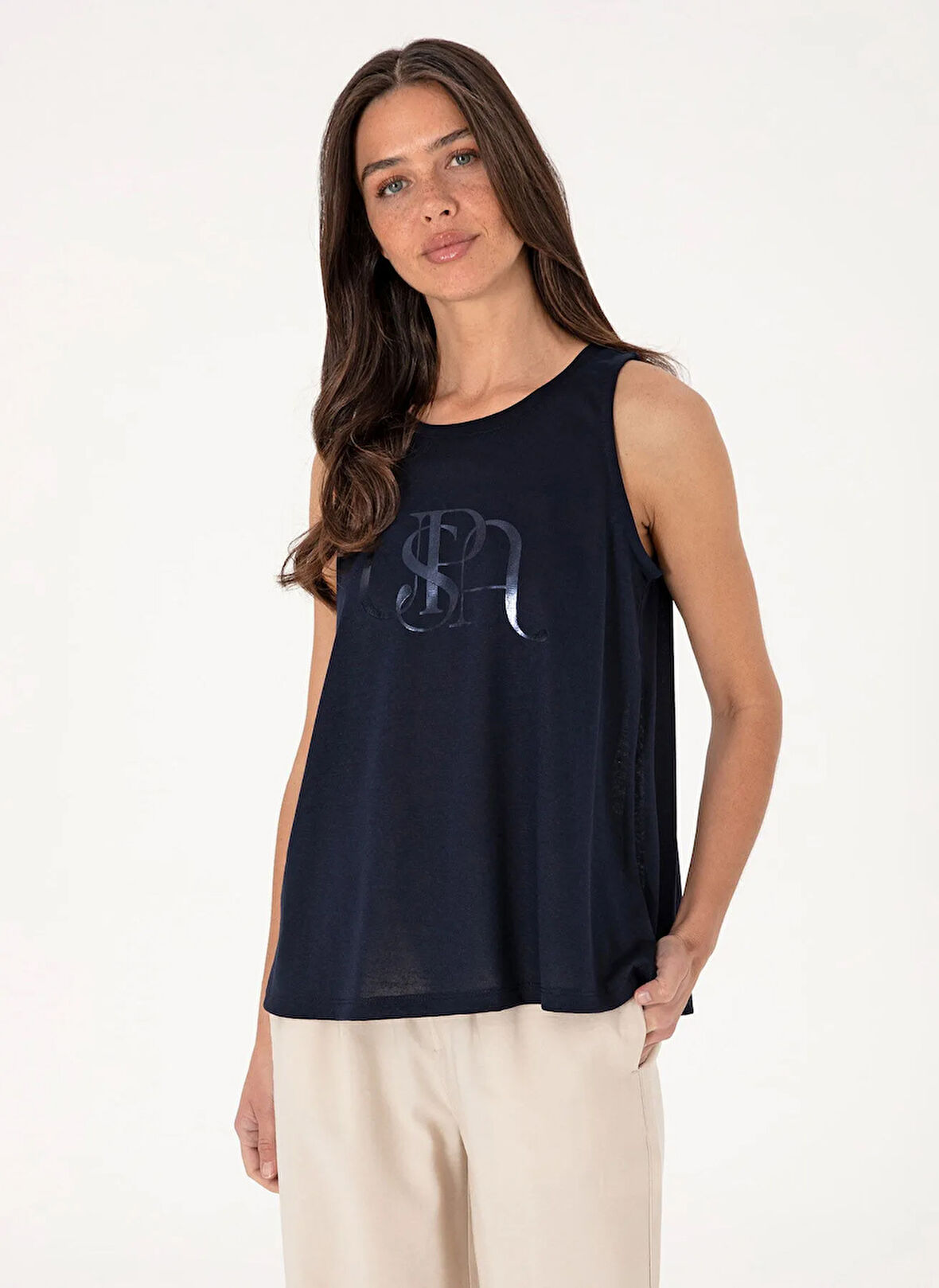 U.S. Polo Assn. Yuvarlak Yaka Lacivert Kadın T-Shirt GINZA