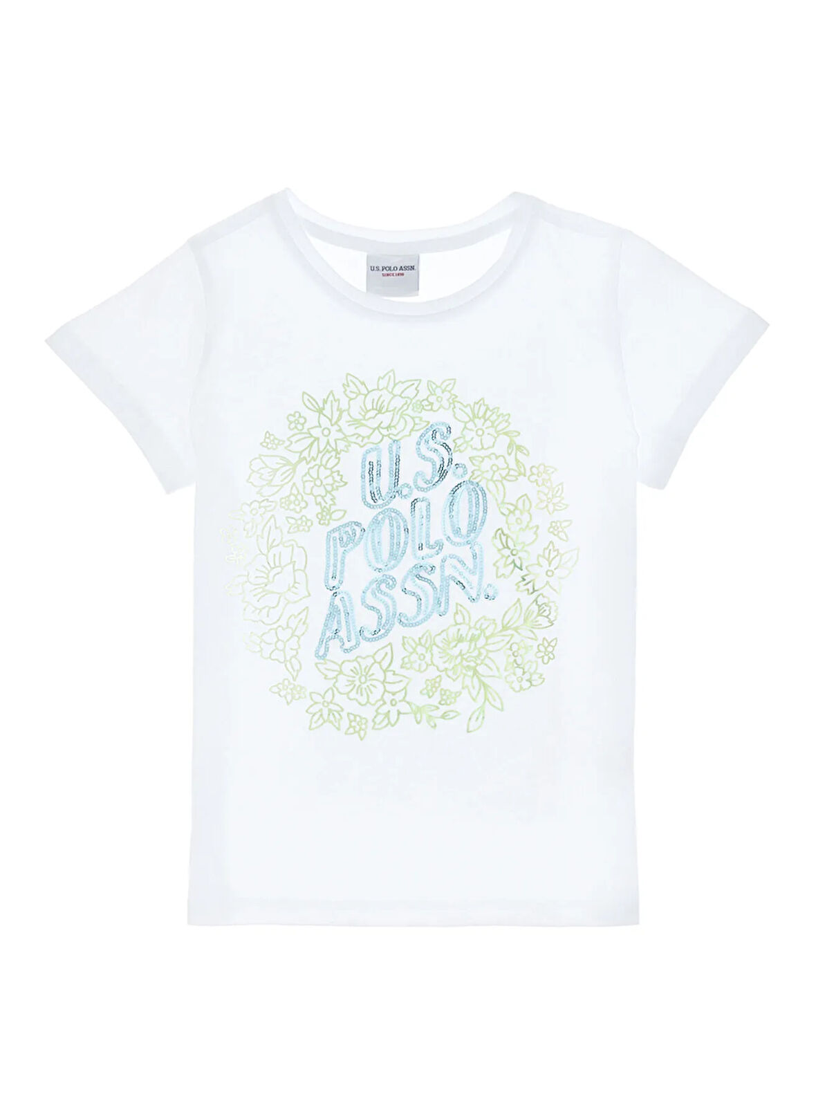 U.S. Polo Assn. Baskılı Beyaz Kız Çocuk T-Shirt VORES