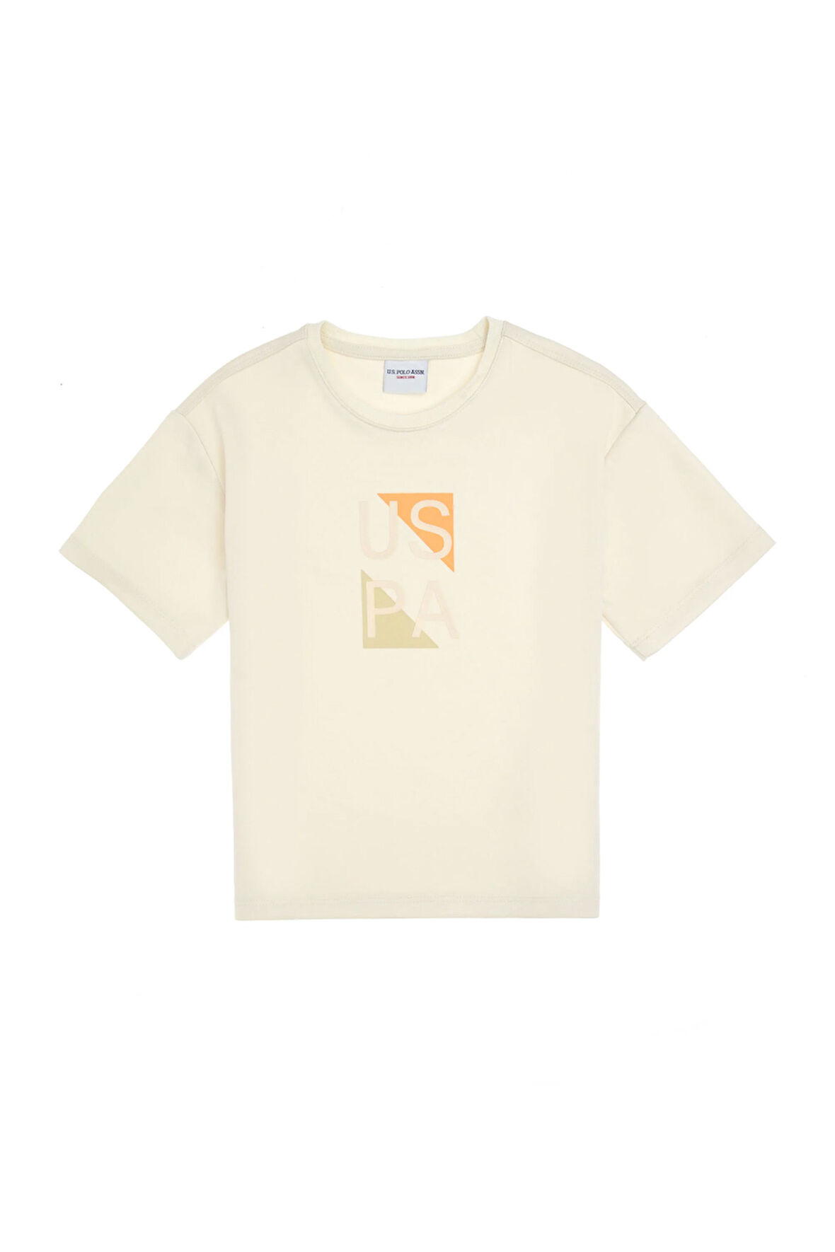 U.S. Polo Assn. Baskılı Krem Erkek Çocuk T-Shirt GALIAKIDS