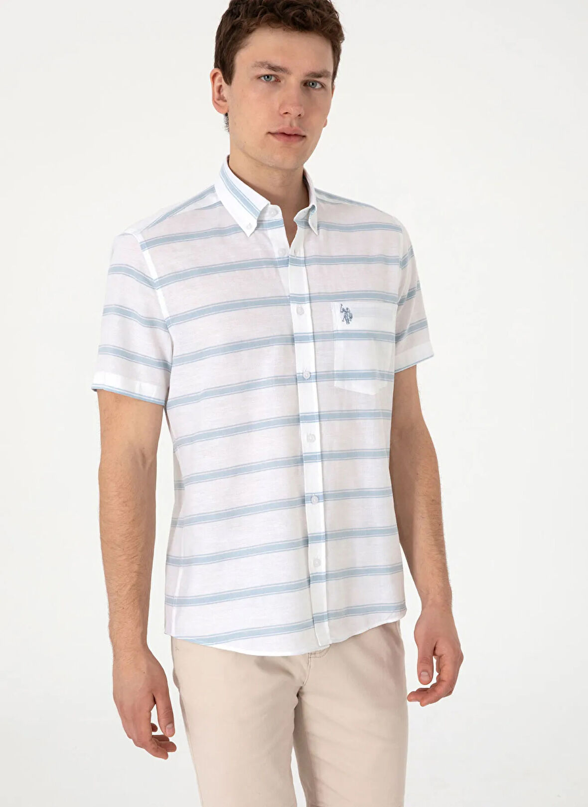 U.S. Polo Assn. Regular Fit Gömlek Yaka Mavi Erkek Gömlek GETYA