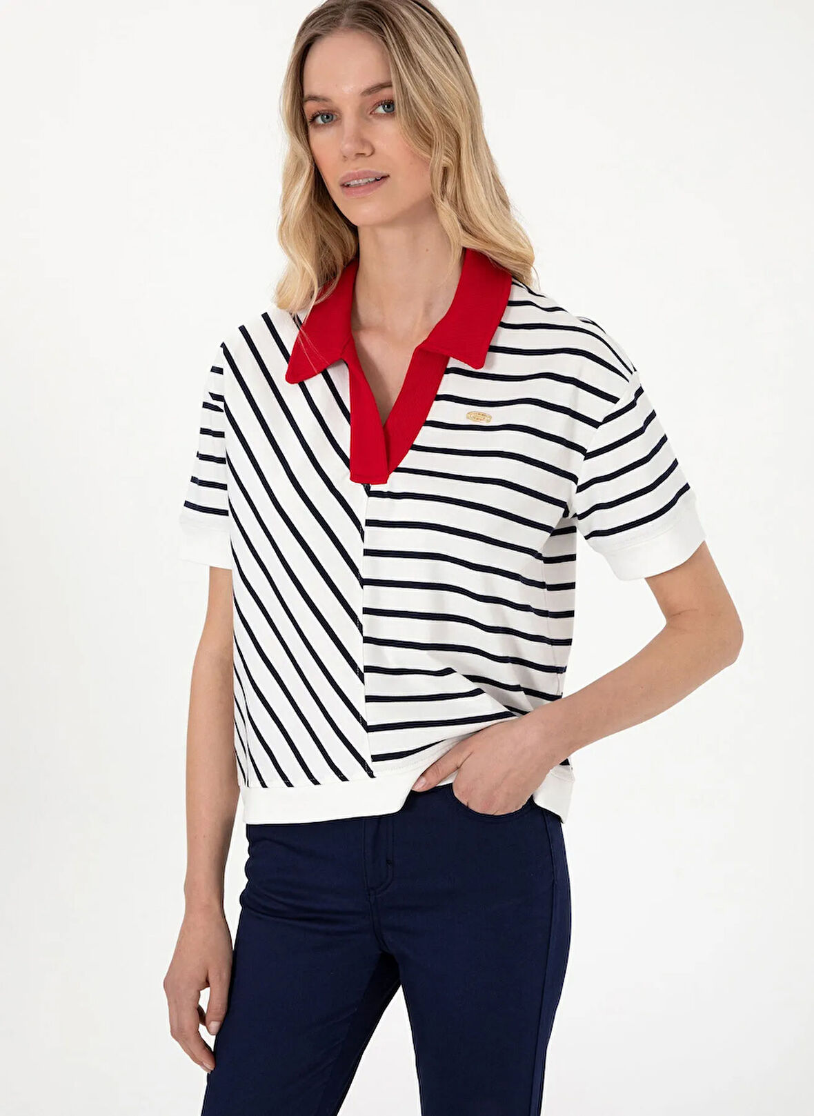 U.S. Polo Assn. Polo Yaka Lacivert Kadın T-Shirt SAREKS