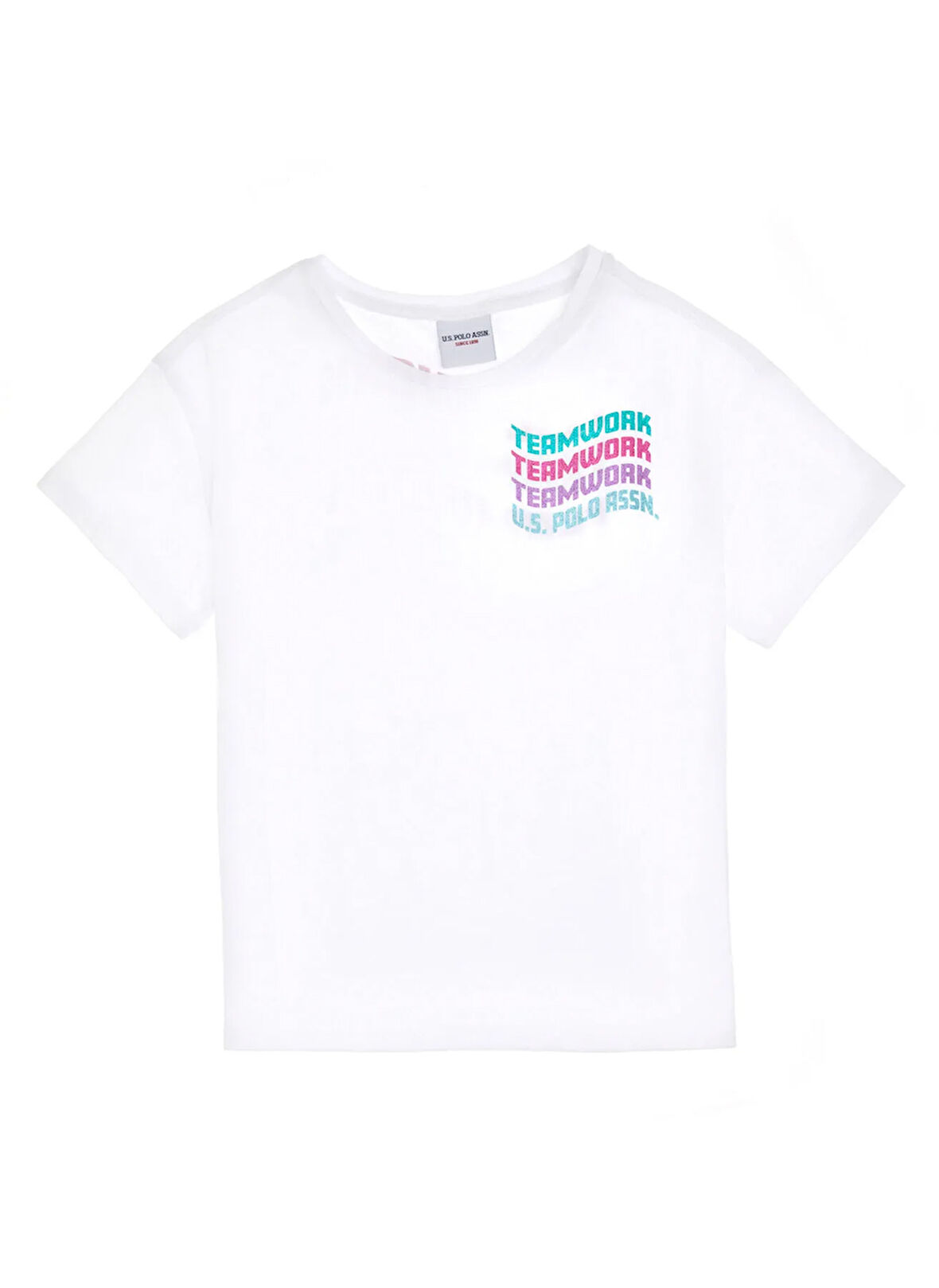 U.S. Polo Assn. Baskılı Beyaz Kız Çocuk T-Shirt VORK