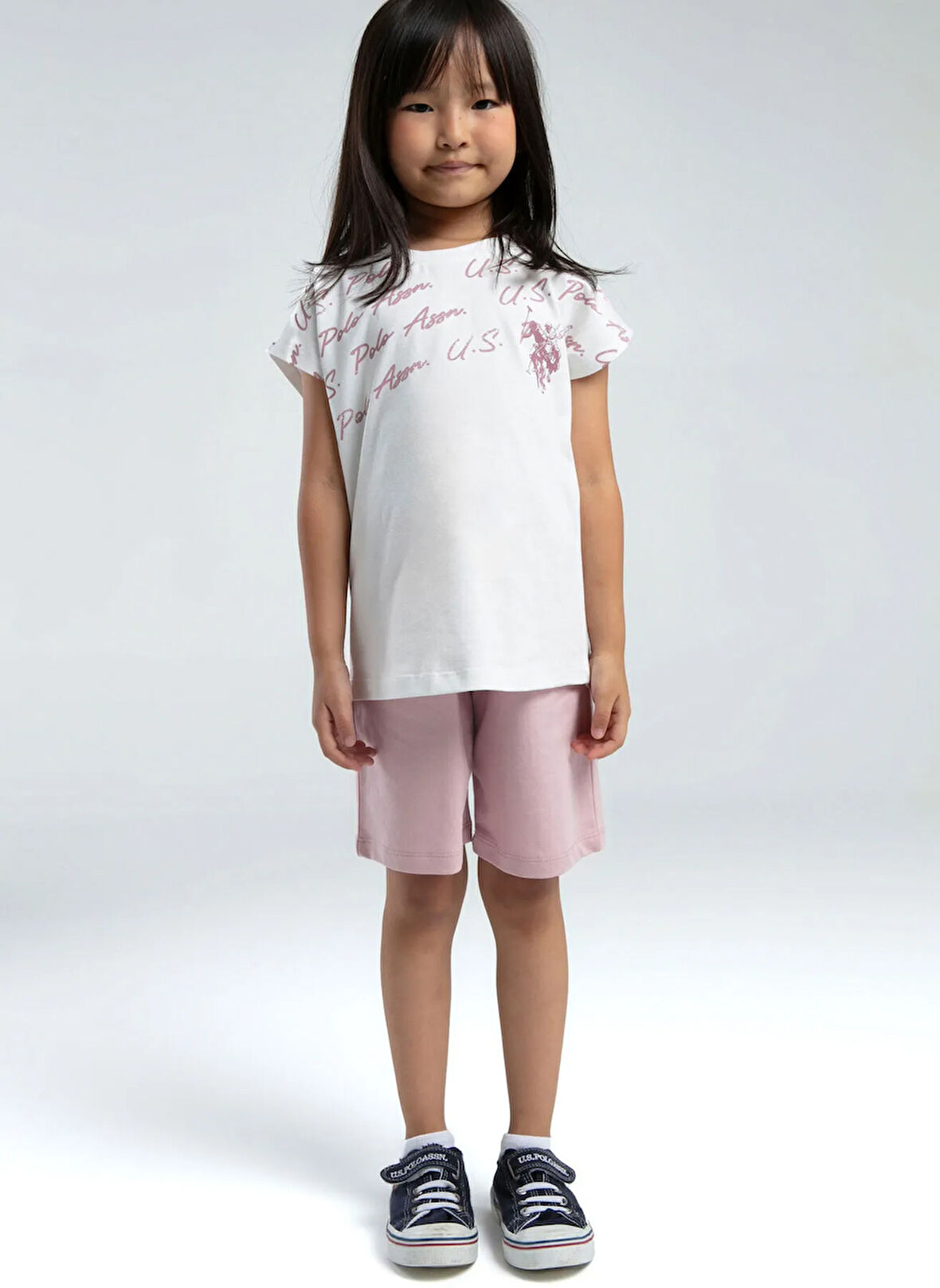 U.S. Polo Assn. Baskılı Beyaz Kız Çocuk Pijama Takımı US2066