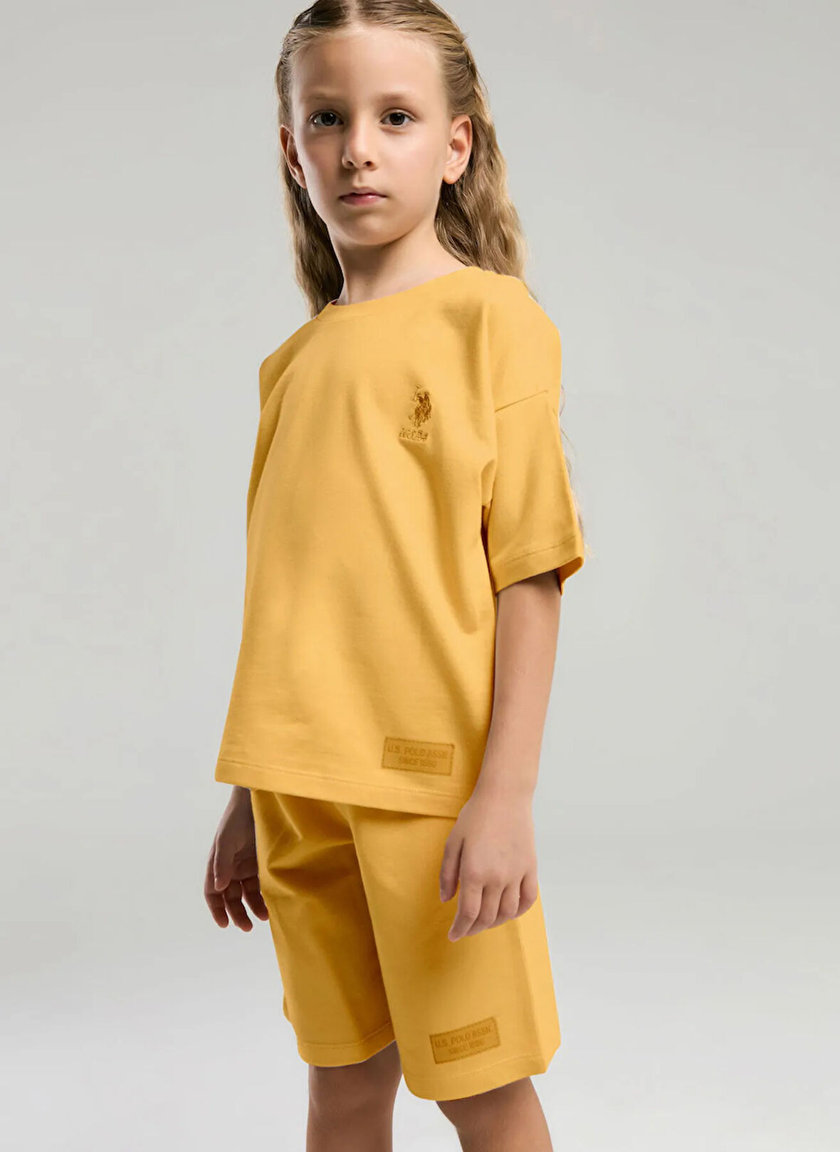 U.S. Polo Assn. Baskılı Açık Turuncu Kız Çocuk Pijama Takımı US2090