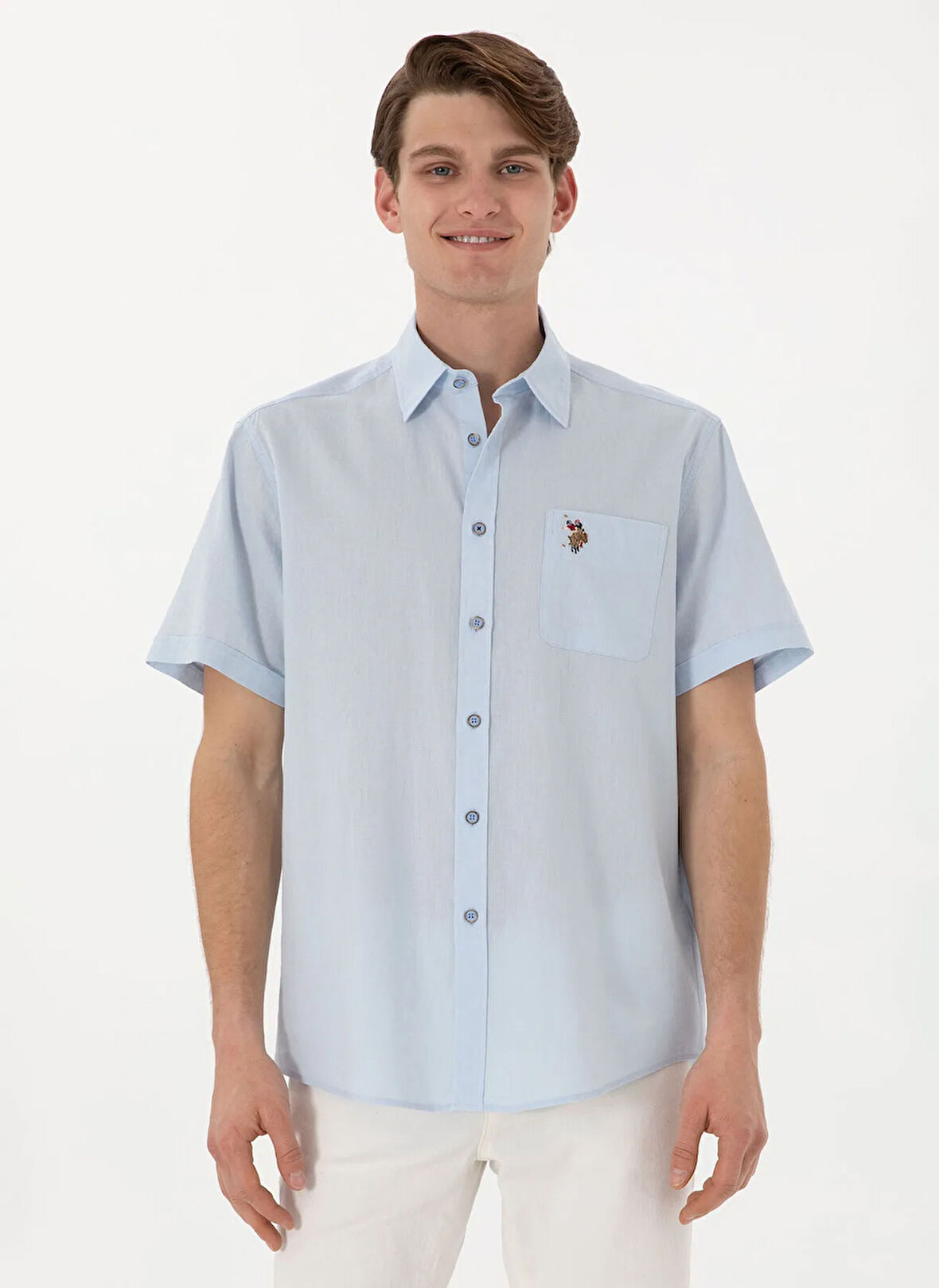 U.S. Polo Assn. Comfort Fit Gömlek Yaka Mavi Erkek Gömlek ELFY