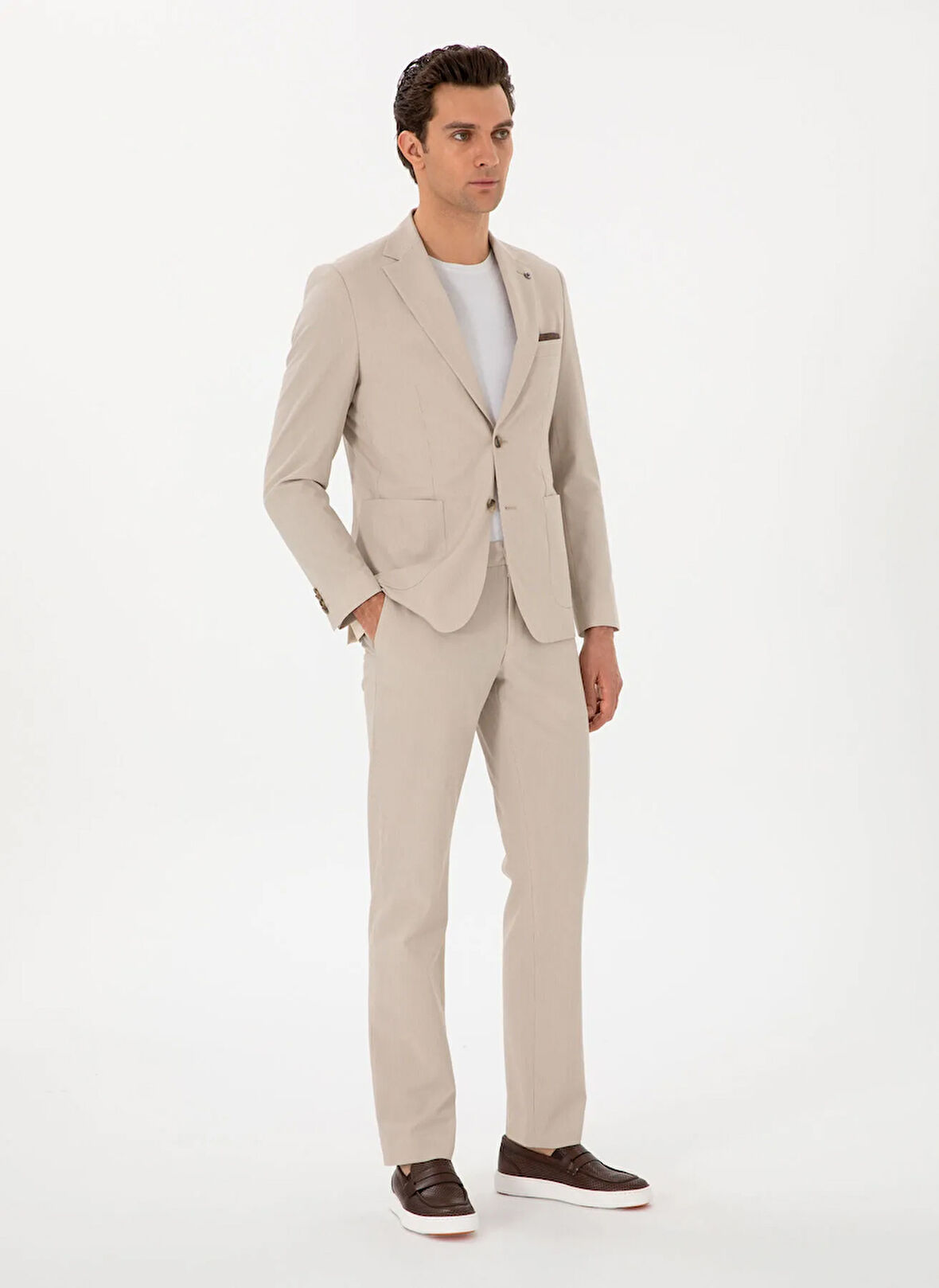 Cacharel Normal Bel Slim Fit Bej Erkek Takım Elbise FEMIA