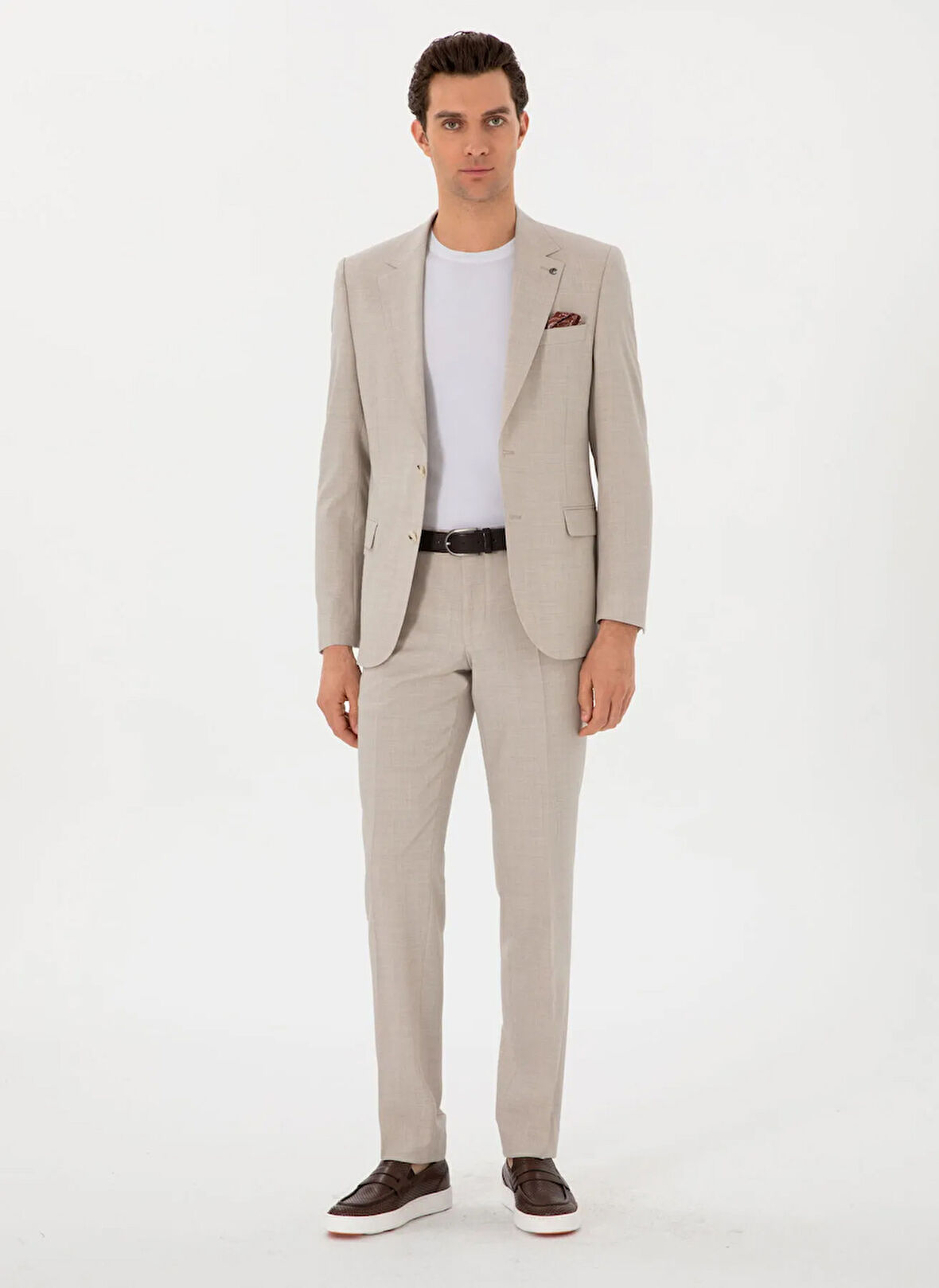 Cacharel Normal Bel Slim Fit Bej Erkek Takım Elbise FION